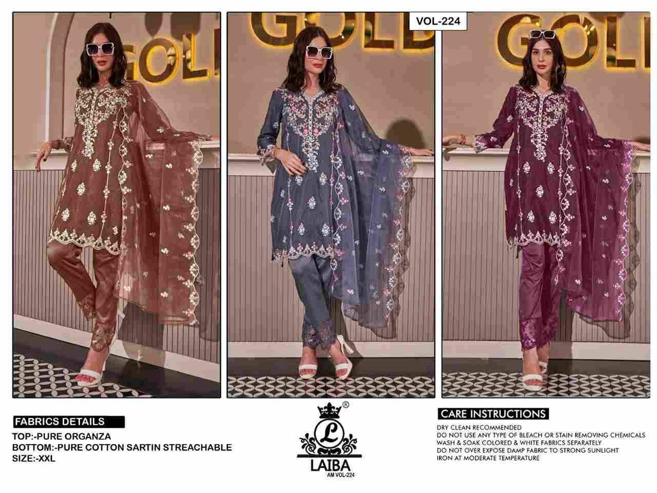 AM Vol-224 By Laiba 224-A To 224-C Series Beautiful Pakistani Suits Colorful Stylish Fancy Casual Wear & Ethnic Wear Pure Organza Embroidered Dresses At Wholesale Price