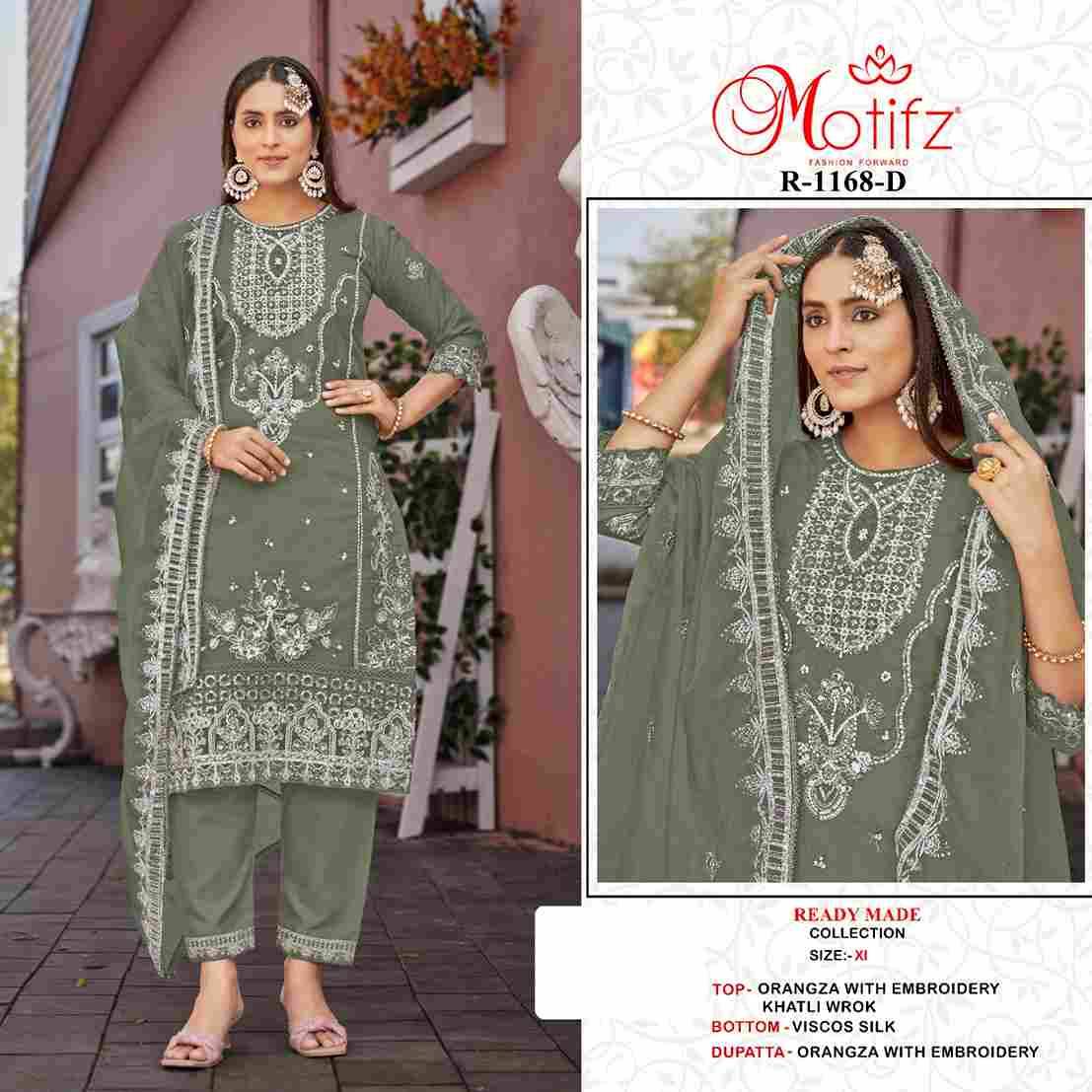 Motifz Hit Design 1168 Colours By Motifz 1168-A To 1168-D Series Beautiful Pakistani Suits Colorful Stylish Fancy Casual Wear & Ethnic Wear Organza Embroidered Dresses At Wholesale Price