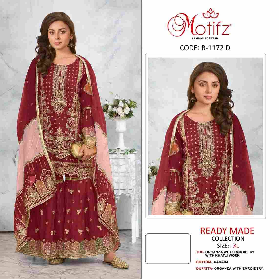 Motifz Hit Design 1172 Colours By Motifz 1172-A To 1172-D Series Beautiful Pakistani Suits Colorful Stylish Fancy Casual Wear & Ethnic Wear Organza Embroidered Dresses At Wholesale Price