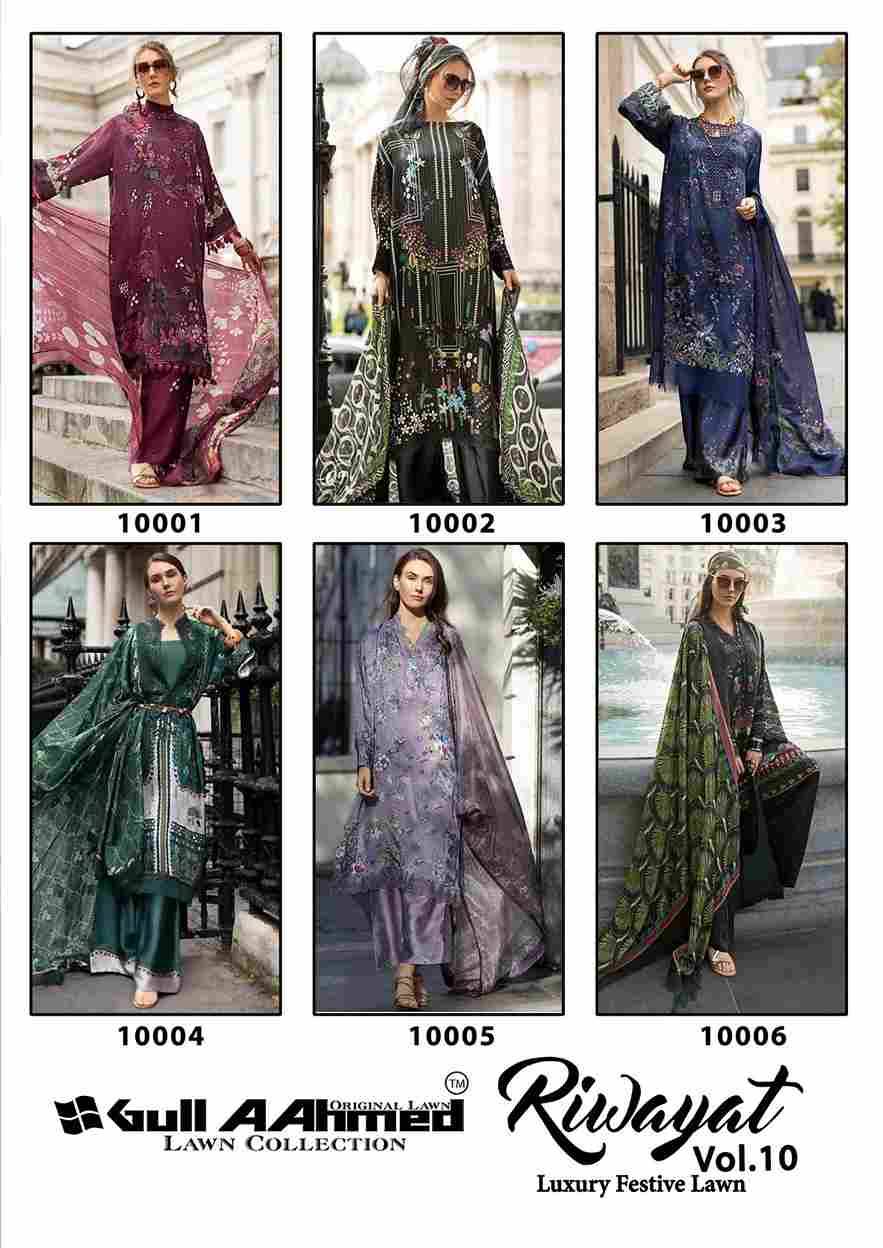 Riwayat Vol-10 By Gull Aahmed 10001 To 10006 Series Beautiful Festive Suits Stylish Fancy Colorful Casual Wear & Ethnic Wear Pure Lawn Embroidered Dresses At Wholesale Price