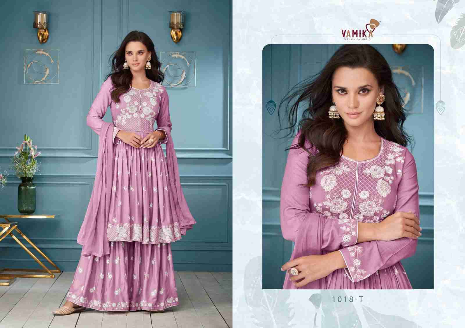 Lakhnavi Vol-3 Hit List By Vamika 1018-S To 1018-W Series Beautiful Stylish Sharara Suits Fancy Colorful Casual Wear & Ethnic Wear & Ready To Wear Pure Viscose Rayon Printed Dresses At Wholesale Price