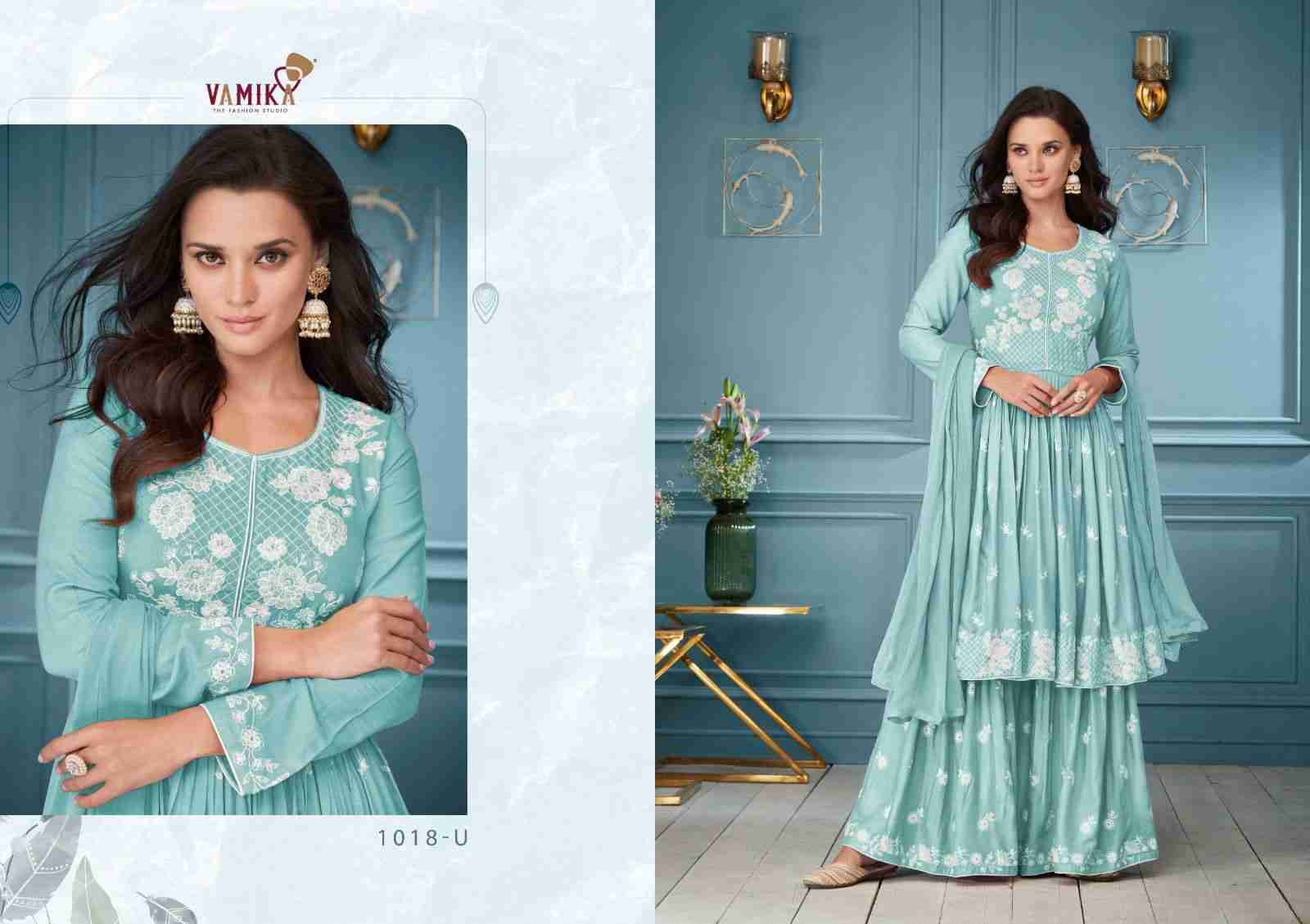 Lakhnavi Vol-3 Hit List By Vamika 1018-S To 1018-W Series Beautiful Stylish Sharara Suits Fancy Colorful Casual Wear & Ethnic Wear & Ready To Wear Pure Viscose Rayon Printed Dresses At Wholesale Price