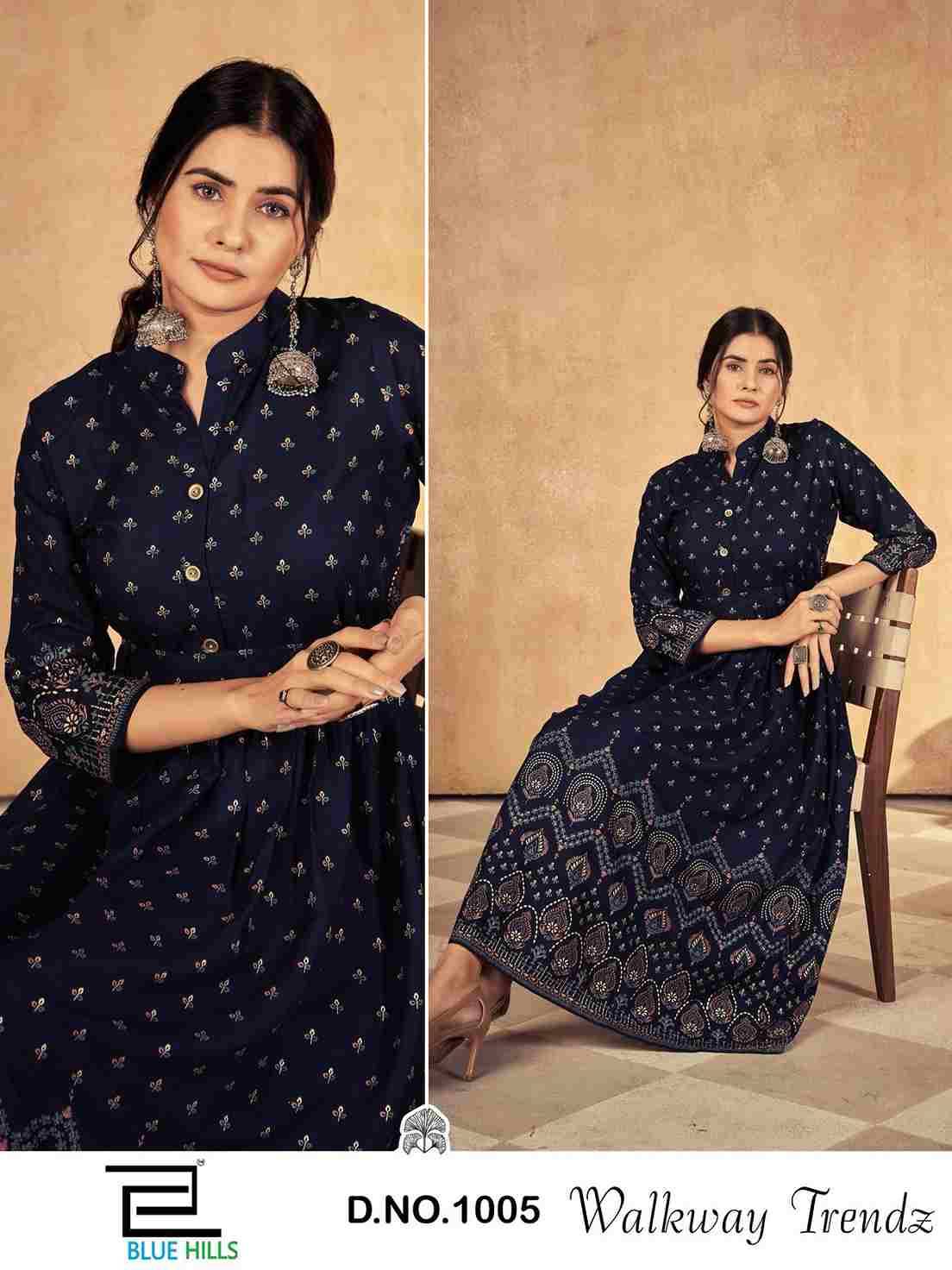 Walkway Trendz By Blue Hills 1001 To 1008 Series Designer Stylish Fancy Colorful Beautiful Party Wear & Ethnic Wear Collection Rayon Foil Gowns At Wholesale Price