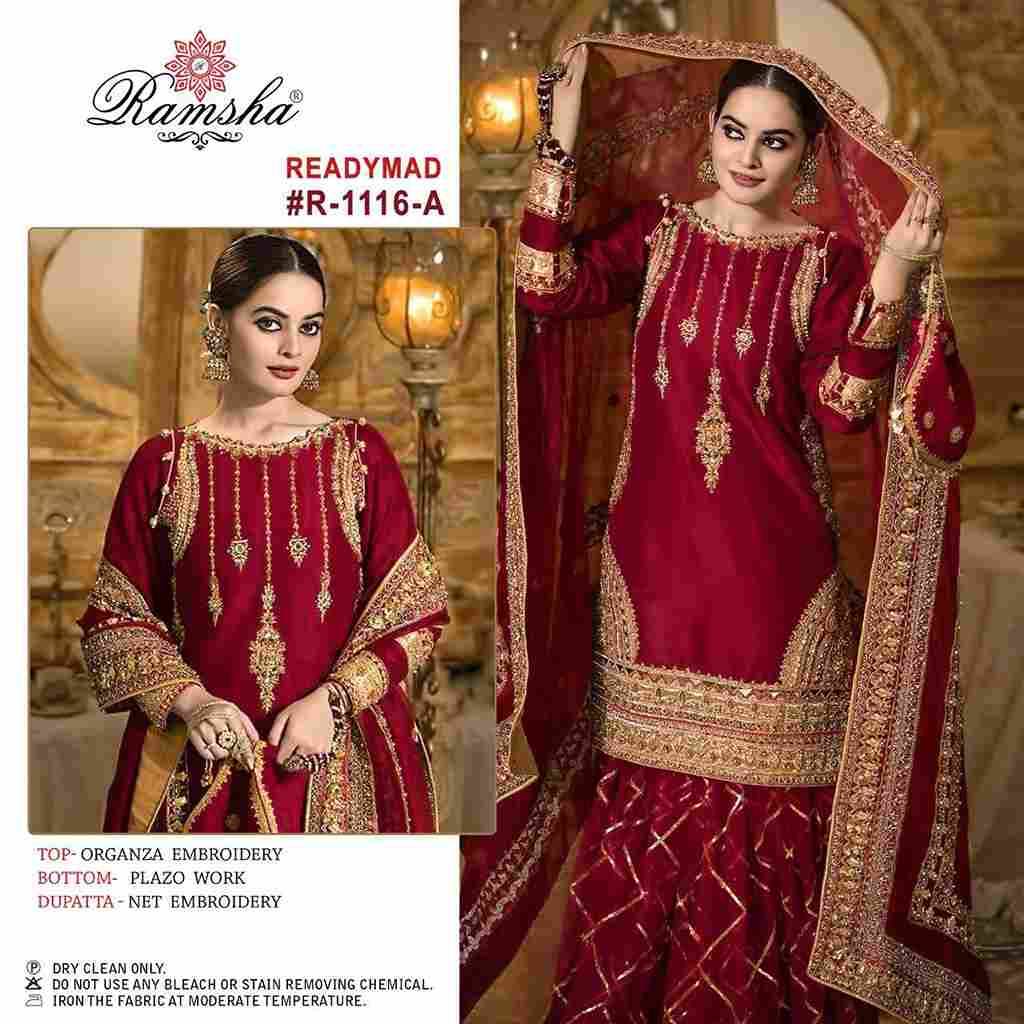 Ramsha 1116 Colours By Ramsha 1116-A To 1116-D Series Designer Pakistani Suits Beautiful Fancy Colorful Stylish Party Wear & Occasional Wear Organza Embroidered Dresses At Wholesale Price