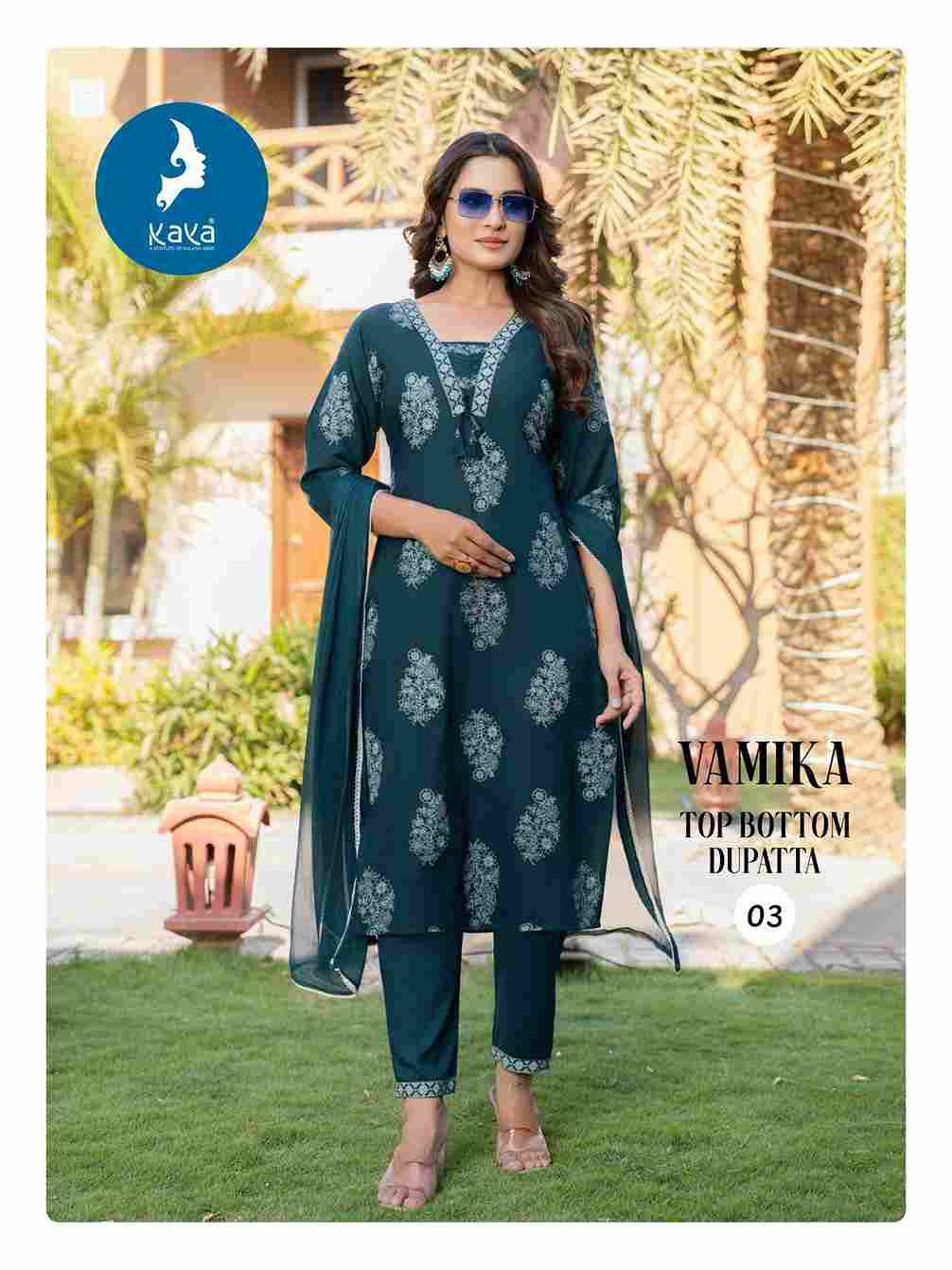 Vamika By Kaya 01 To 06 Series Beautiful Stylish Festive Suits Fancy Colorful Casual Wear & Ethnic Wear & Ready To Wear Rayon Print Dresses At Wholesale Price