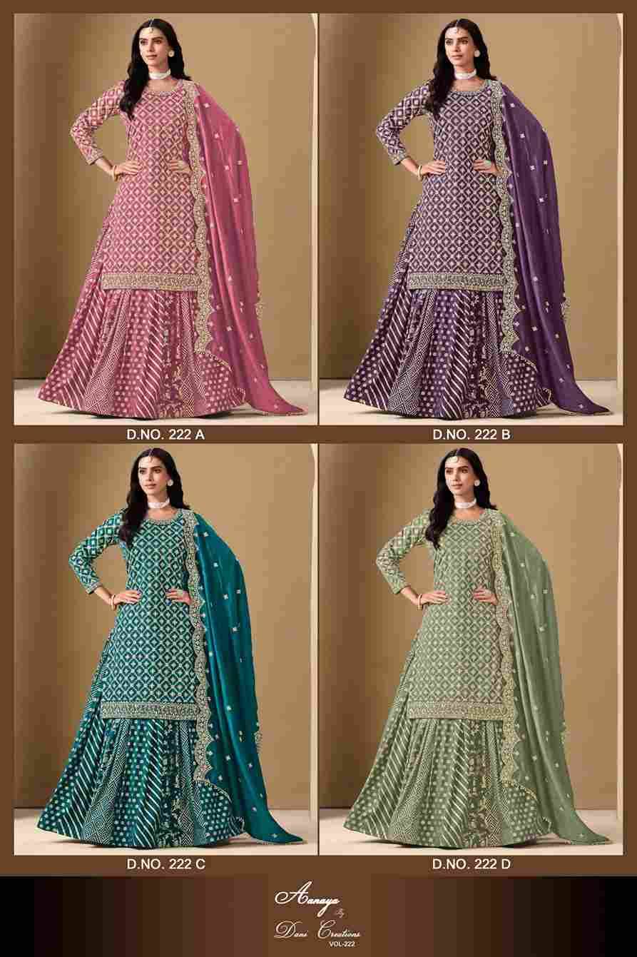 Aanaya Vol-222 By Twisha 222-A To 222-D Series Designer Sharara Suits Collection Beautiful Stylish Fancy Colorful Party Wear & Occasional Wear Art Silk Dresses At Wholesale Price