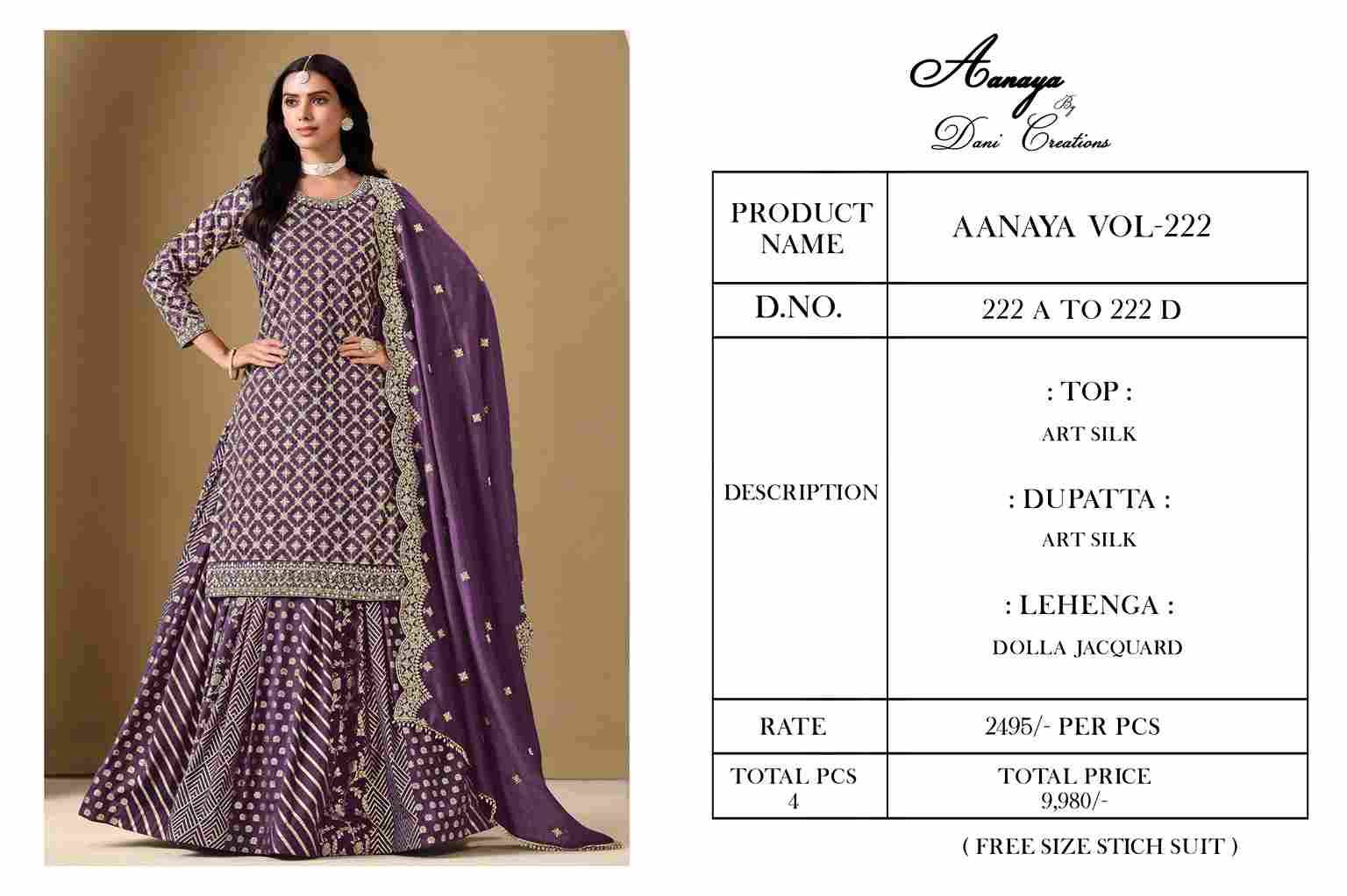 Aanaya Vol-222 By Twisha 222-A To 222-D Series Designer Sharara Suits Collection Beautiful Stylish Fancy Colorful Party Wear & Occasional Wear Art Silk Dresses At Wholesale Price