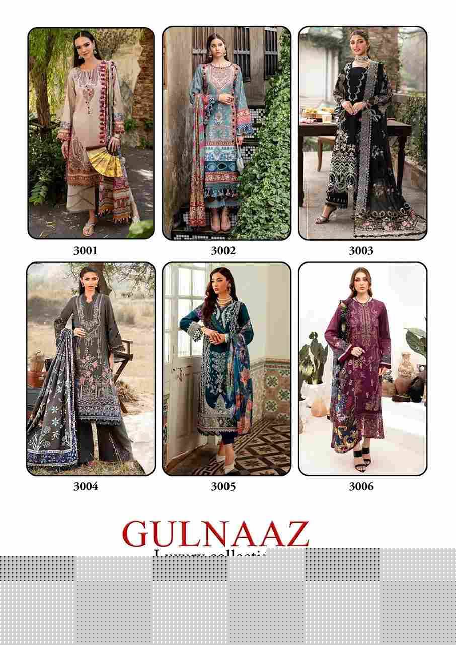 Gulnaaz Vol-3 By Miss World Choice 3001 To 3006 Series Beautiful Festive Suits Colorful Stylish Fancy Casual Wear & Ethnic Wear Pure Cotton Embroidered Dresses At Wholesale Price