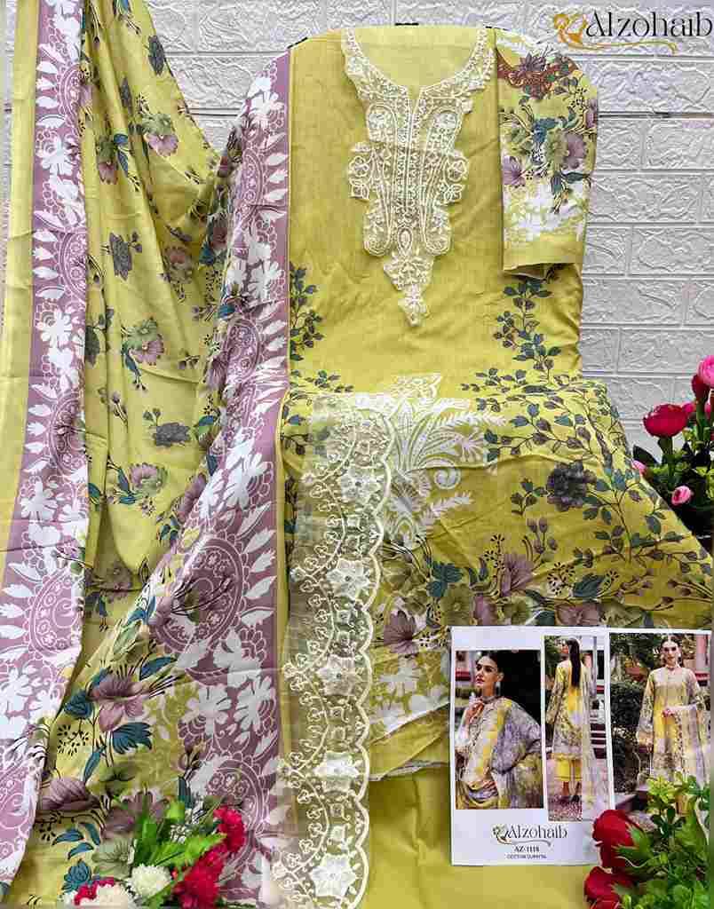 Alzohaib Hit Design 1118 By Alzohaib Beautiful Pakistani Suits Stylish Fancy Colorful Party Wear & Occasional Wear Pure Cotton Print Dresses At Wholesale Price