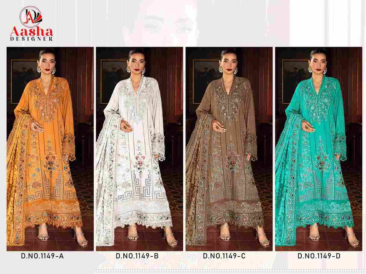Aasha 1149 Colours By Aasha Designer 1149-A To 1149-D Series Pakistani Suits Beautiful Fancy Colorful Stylish Party Wear & Occasional Wear Heavy Rayon Embroidery Dresses At Wholesale Price