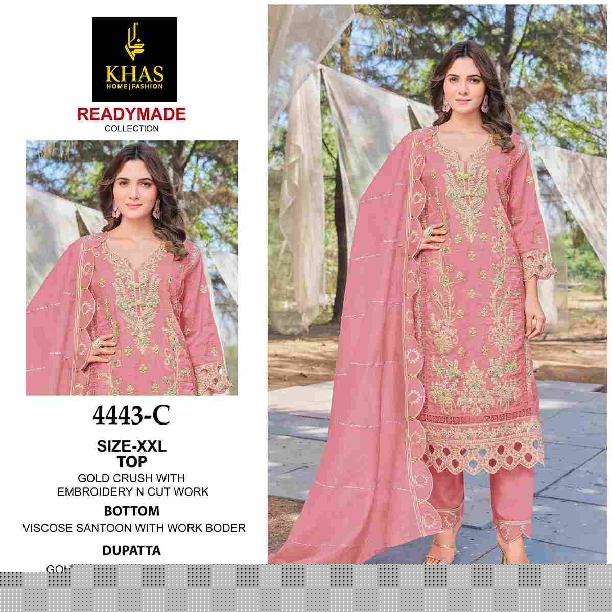 Khas 4443 Colours By Khas 4443-A To 4443-C Series Beautiful Pakistani Suits Colorful Stylish Fancy Casual Wear & Ethnic Wear Gold Crush Embroidered Dresses At Wholesale Price