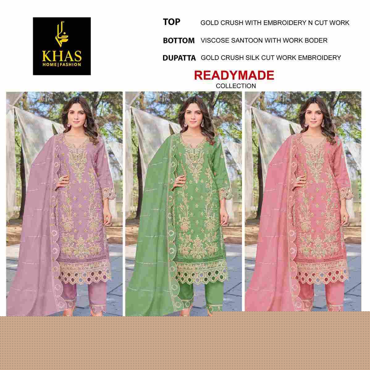 Khas 4443 Colours By Khas 4443-A To 4443-C Series Beautiful Pakistani Suits Colorful Stylish Fancy Casual Wear & Ethnic Wear Gold Crush Embroidered Dresses At Wholesale Price