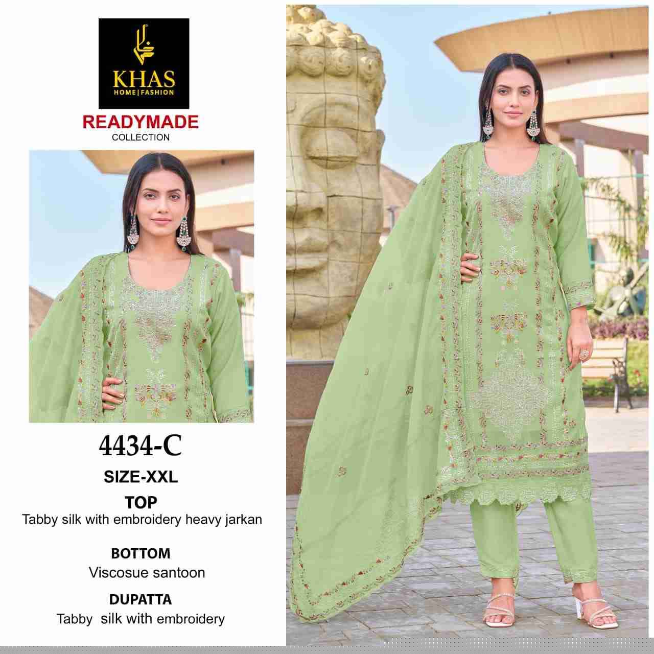 Khas 4434 Colours By Khas 4434-A To 4434-C Series Beautiful Pakistani Suits Colorful Stylish Fancy Casual Wear & Ethnic Wear Tabby Silk Embroidered Dresses At Wholesale Price