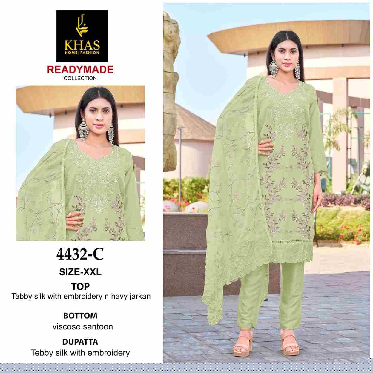 Khas 4432 Colours By Khas 4432-A To 4432-C Series Beautiful Pakistani Suits Colorful Stylish Fancy Casual Wear & Ethnic Wear Tabby Silk Embroidered Dresses At Wholesale Price