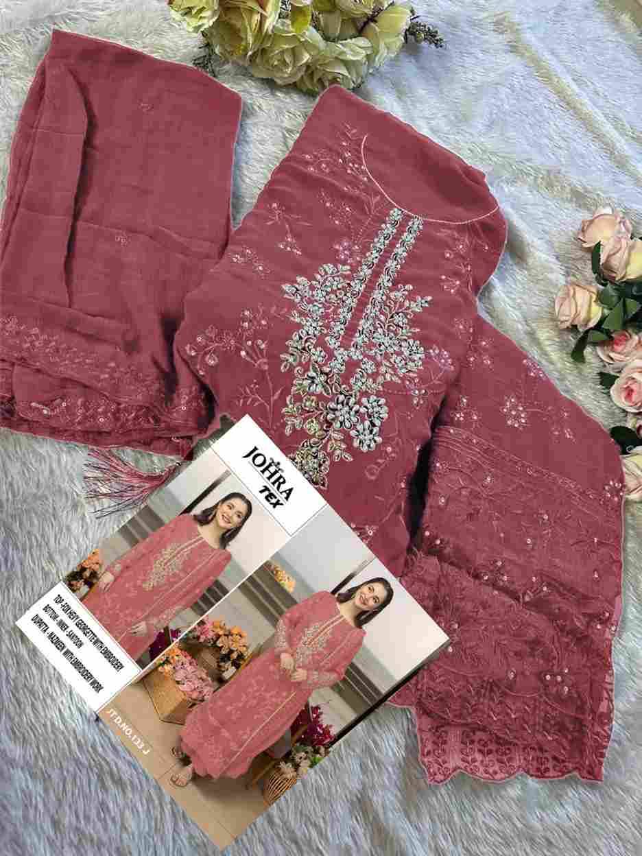 Johra Hit Design 133-J By Johra Tex Beautiful Pakistani Suits Colorful Stylish Fancy Casual Wear & Ethnic Wear Faux Georgette Embroidered Dresses At Wholesale Price