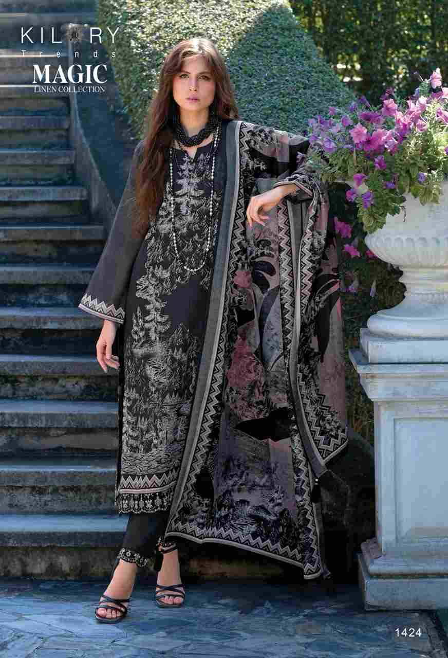 Magic By Kilory 1421 To 1426 Series Beautiful Suits Colorful Stylish Fancy Casual Wear & Ethnic Wear Pure Linen Dresses At Wholesale Price
