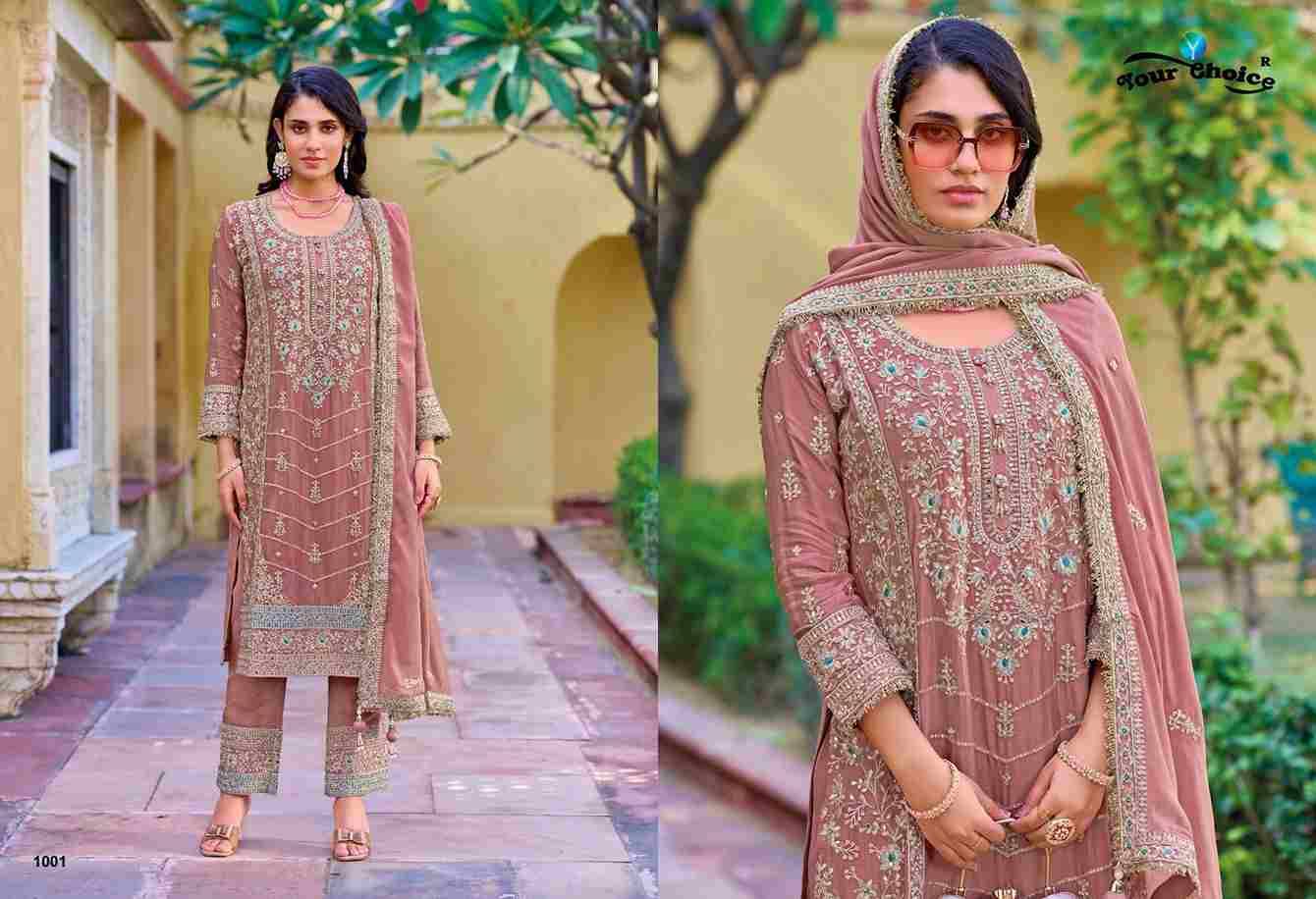 Zarina By Your Choice 1001 To 1002 Series Designer Festive Suits Collection Beautiful Stylish Fancy Colorful Party Wear & Occasional Wear Chinnon Dresses At Wholesale Price