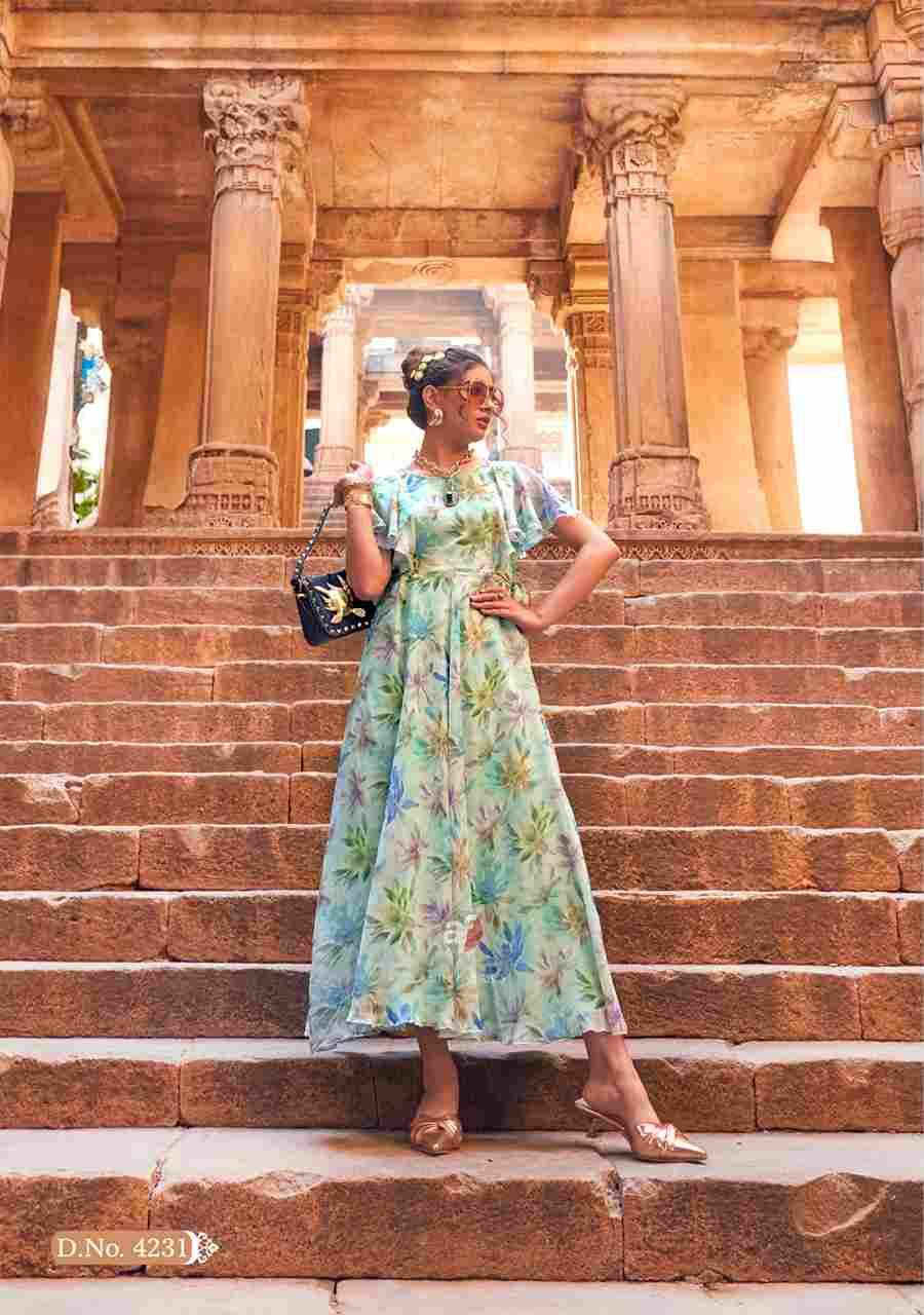 Coral Charm Vol-5 By Anju Fabrics 4231 To 4236 Series Beautiful Stylish Fancy Colorful Casual Wear & Ethnic Wear Viscose Chiffon Gowns At Wholesale Price