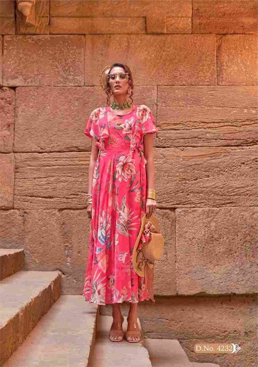 Coral Charm Vol-5 By Anju Fabrics 4231 To 4236 Series Beautiful Stylish Fancy Colorful Casual Wear & Ethnic Wear Viscose Chiffon Gowns At Wholesale Price