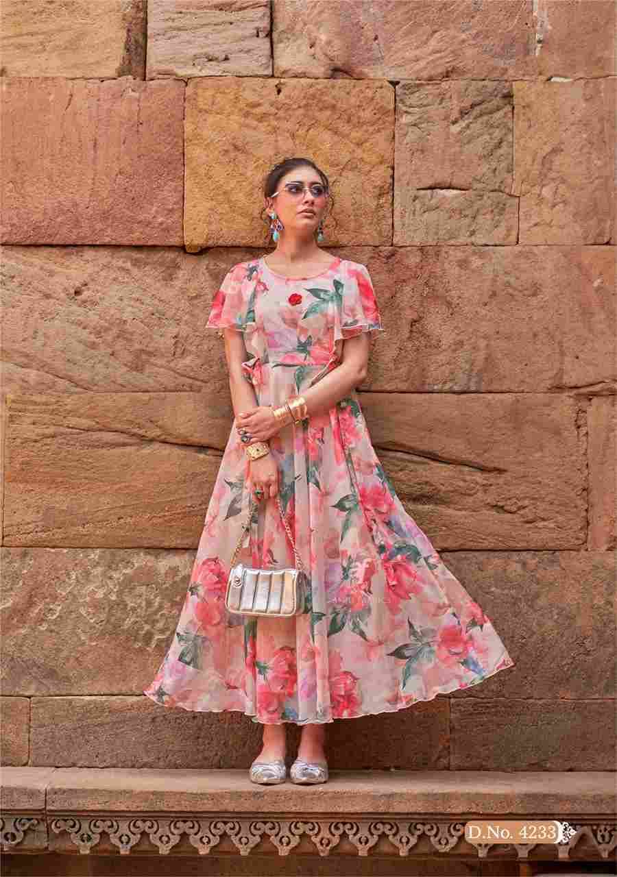 Coral Charm Vol-5 By Anju Fabrics 4231 To 4236 Series Beautiful Stylish Fancy Colorful Casual Wear & Ethnic Wear Viscose Chiffon Gowns At Wholesale Price