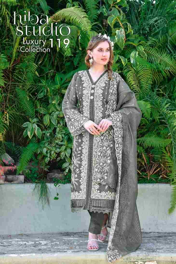 Luxury Pret Collection Vol-119 By Hiba Fashion 119-A To 119-C Series Beautiful Pakistani Suits Colorful Stylish Fancy Casual Wear & Ethnic Wear Organza Dresses At Wholesale Price