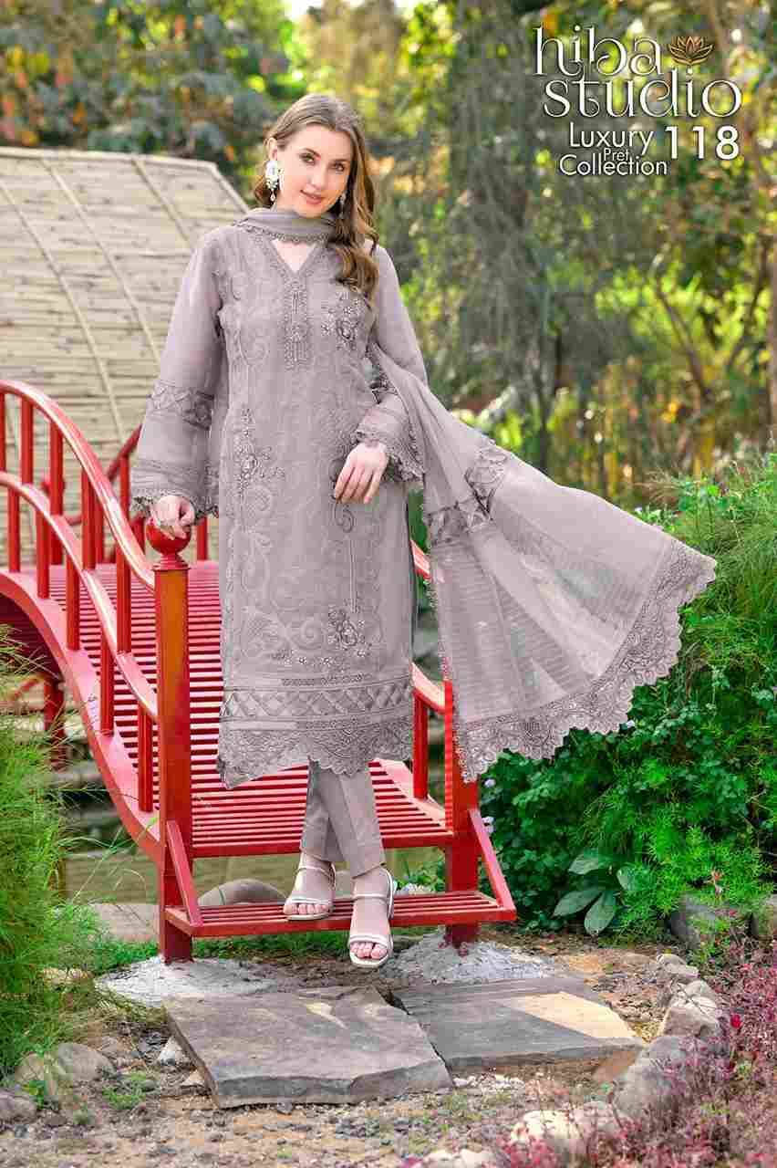 Luxury Pret Collection Vol-118 By Hiba Fashion 118-A To 118-C Series Beautiful Pakistani Suits Colorful Stylish Fancy Casual Wear & Ethnic Wear Organza Dresses At Wholesale Price