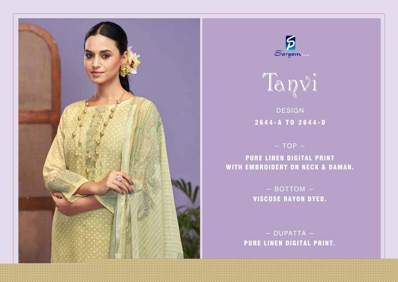 Tanvi By Sargam Prints 2644-A To 2644-D Series Beautiful Festive Suits Colorful Stylish Fancy Casual Wear & Ethnic Wear Pure Linen Dresses At Wholesale Price