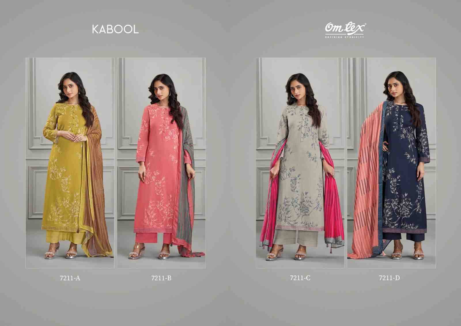 Kabool By Om Tex 7211-A To 7211-D Series Beautiful Suits Stylish Fancy Colorful Party Wear & Ethnic Wear Lawn Cotton Dresses At Wholesale Price