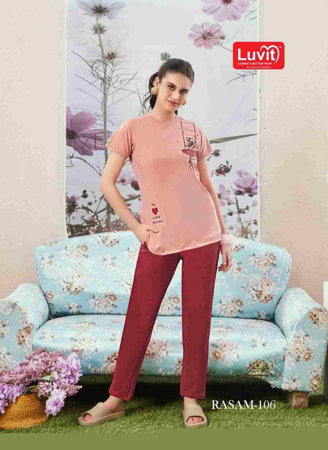 Rasam By Luvit 101 To 108 Series Beautiful Stylish Fancy Colorful Casual Wear & Ethnic Wear 4Way Lycra Night Suits At Wholesale Price