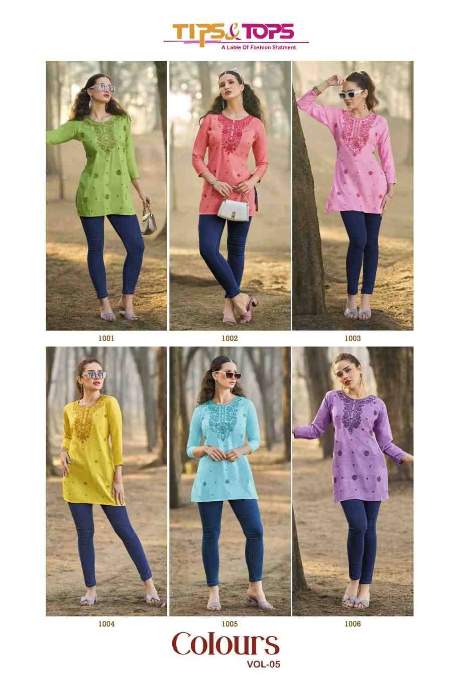 Colors Vol-5 By Tips And Tops 1001 To 1006 Series Designer Stylish Fancy Colorful Beautiful Party Wear & Ethnic Wear Collection Heavy Rayon Slub Tops At Wholesale Price