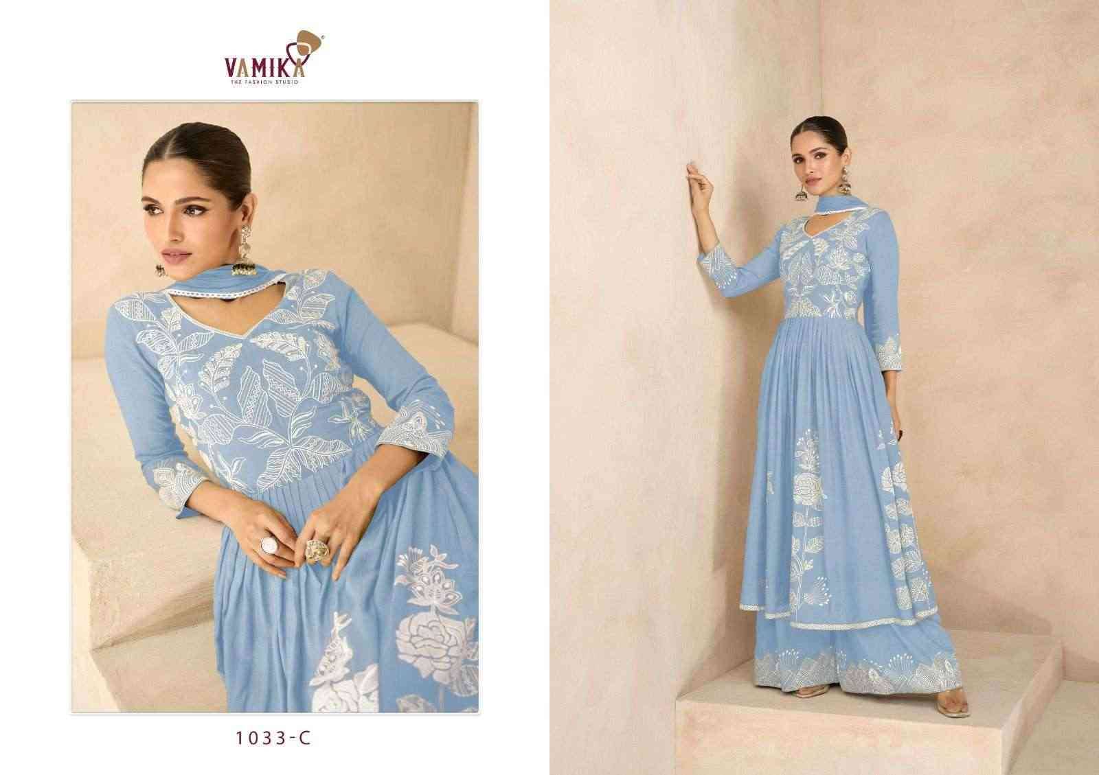 Lakhnavi Vol-6 Super Hit By Vamika 1033-A To 1033-E Series Beautiful Stylish Sharara Suits Fancy Colorful Casual Wear & Ethnic Wear & Ready To Wear Pure Rayon Printed Dresses At Wholesale Price