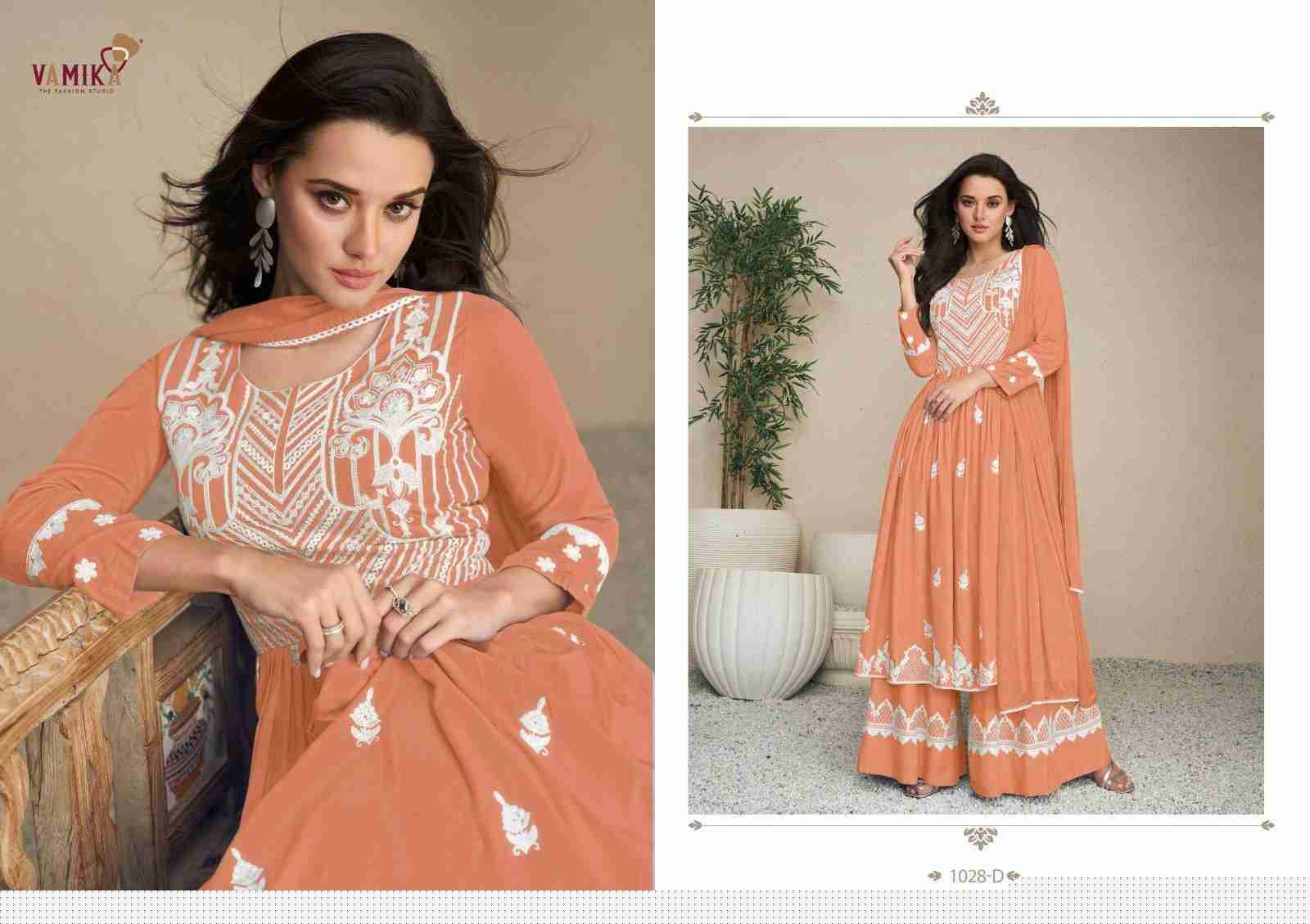 Lakhnavi Vol-5 Light List By Vamika 1028-A To 1028-E Series Beautiful Stylish Sharara Suits Fancy Colorful Casual Wear & Ethnic Wear & Ready To Wear Pure Rayon Printed Dresses At Wholesale Price