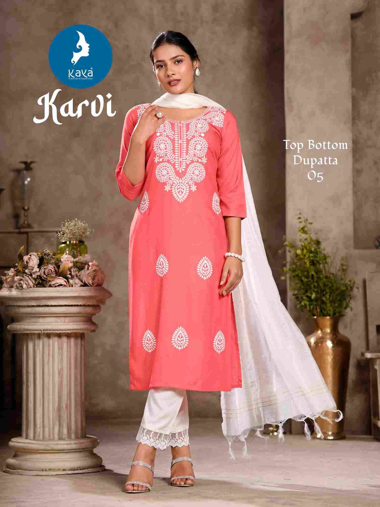 Karvi By Kaya 01 To 06 Series Beautiful Stylish Festive Suits Fancy Colorful Casual Wear & Ethnic Wear & Ready To Wear Rayon Slub Dresses At Wholesale Price
