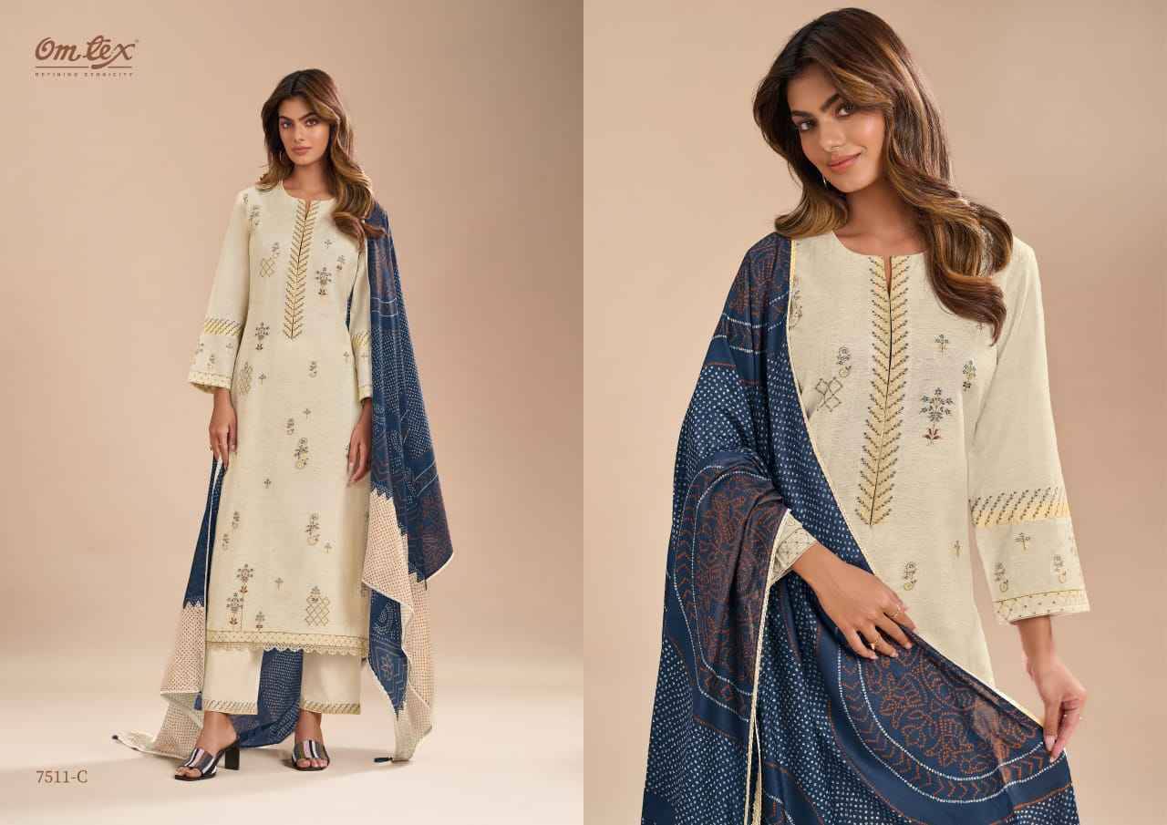 Ujala By Om Tex 7511-A To 7511-D Series Beautiful Suits Stylish Fancy Colorful Party Wear & Ethnic Wear Cotton Silk Jacquard Dresses At Wholesale Price