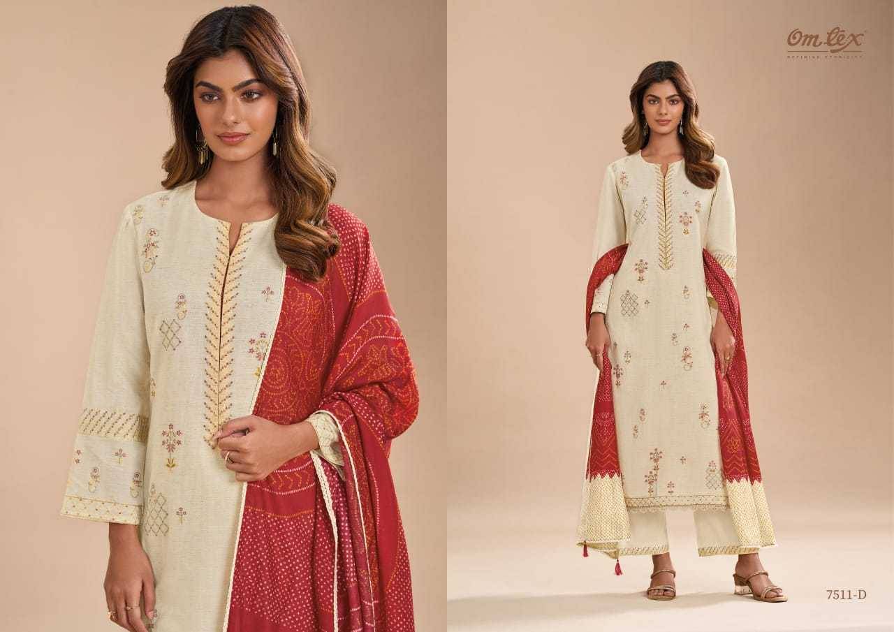 Ujala By Om Tex 7511-A To 7511-D Series Beautiful Suits Stylish Fancy Colorful Party Wear & Ethnic Wear Cotton Silk Jacquard Dresses At Wholesale Price