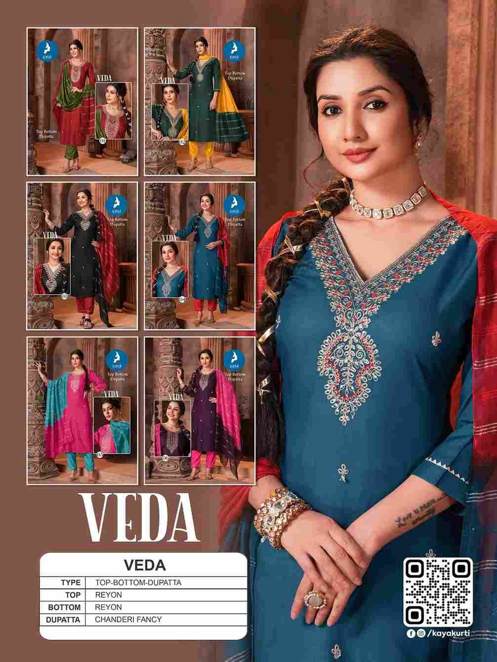 Veda By Kaya 01 To 06 Series Beautiful Stylish Festive Suits Fancy Colorful Casual Wear & Ethnic Wear & Ready To Wear Rayon Dresses At Wholesale Price