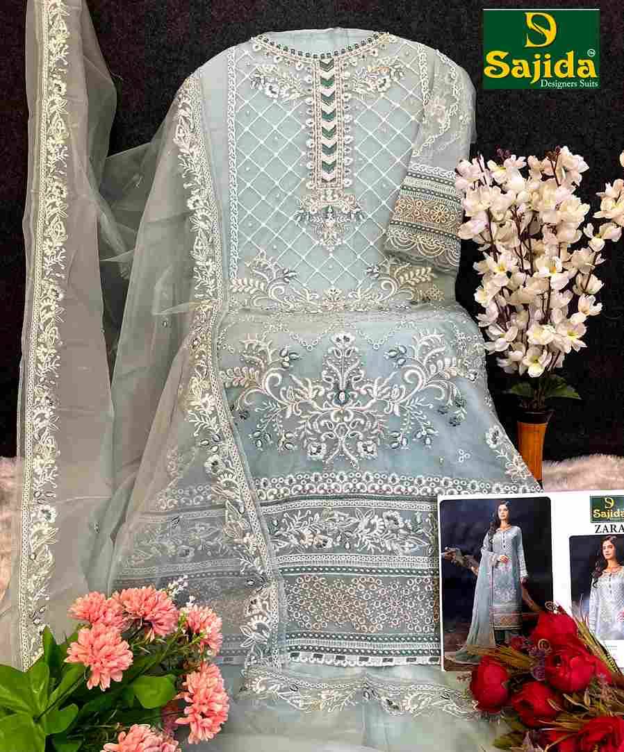 Zara By Sajida Designer Suits 1014-A To 1014-D Series Beautiful Pakistani Suits Colorful Stylish Fancy Casual Wear & Ethnic Wear Heavy Organza Embroidered Dresses At Wholesale Price