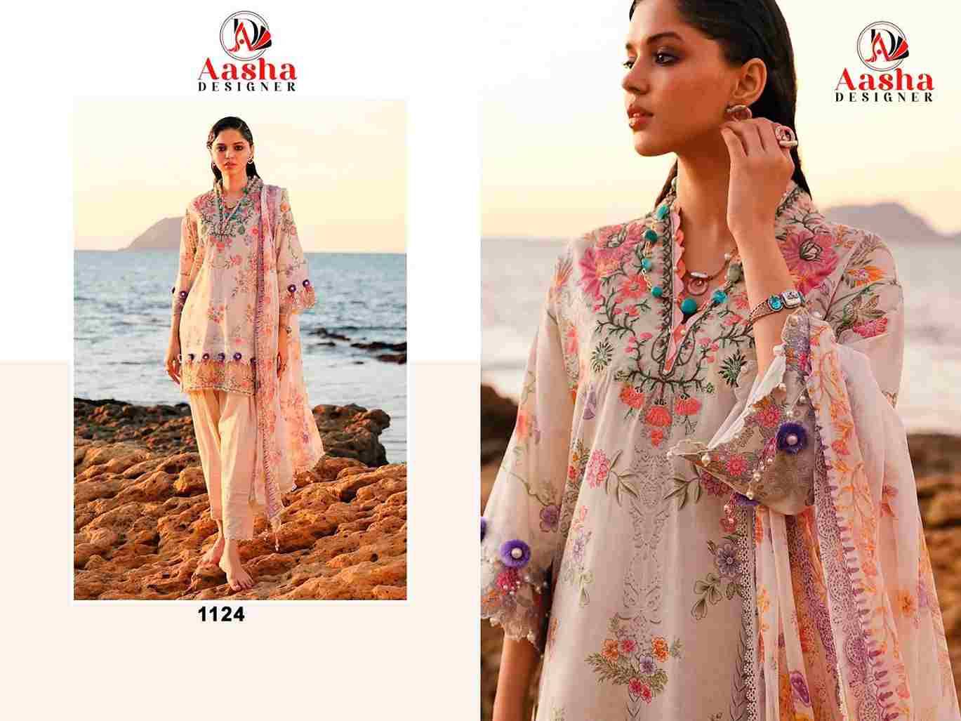 Aasha 1124 Colours By Aasha Designer 1124-A To 1124-B Series Pakistani Suits Beautiful Fancy Colorful Stylish Party Wear & Occasional Wear Pure Cotton Embroidery Dresses At Wholesale Price