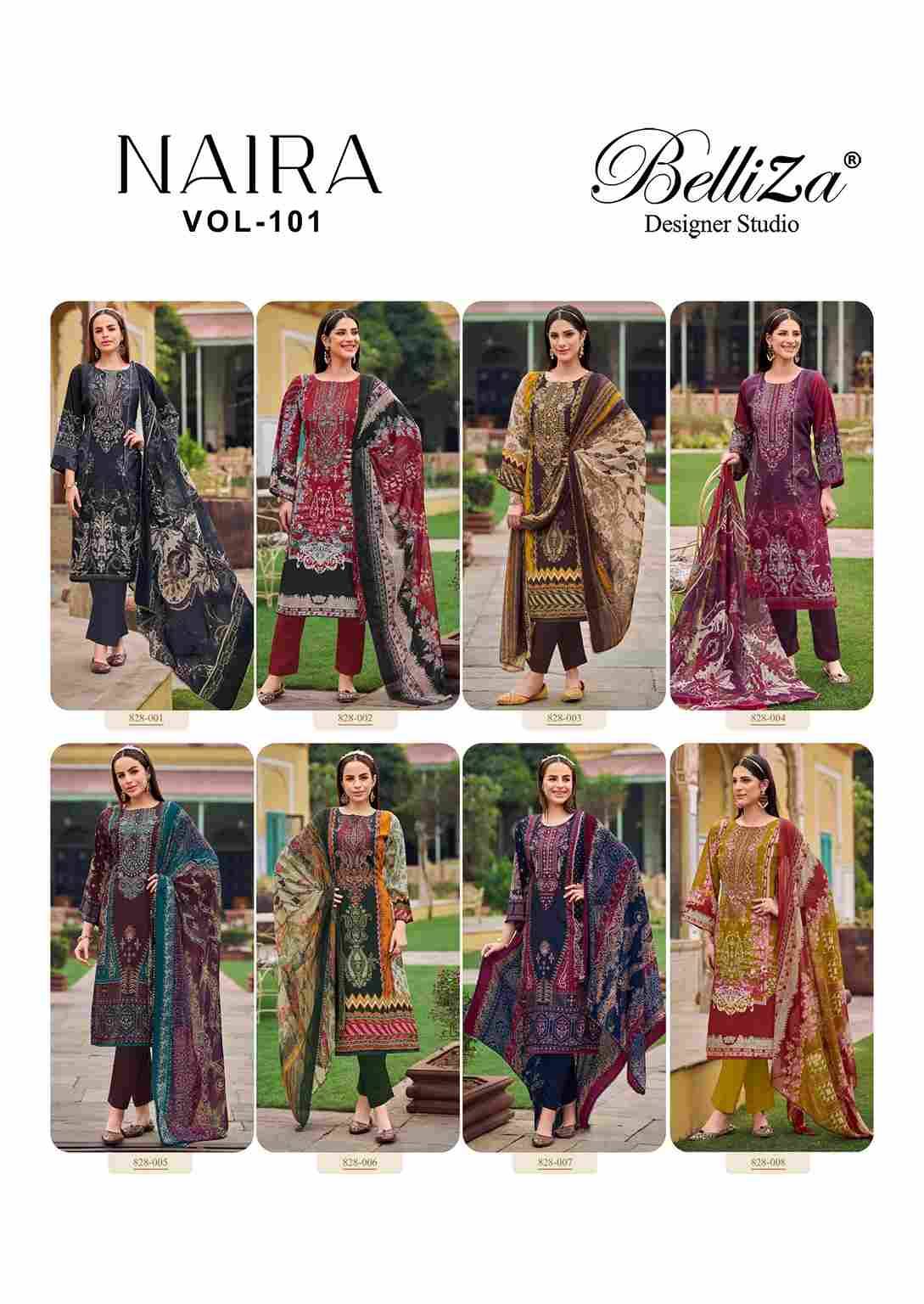 Naira Vol-101 By Belliza 828-001 To 828-008 Series Beautiful Festive Suits Stylish Fancy Colorful Casual Wear & Ethnic Wear Pure Cotton Print Dresses At Wholesale Price