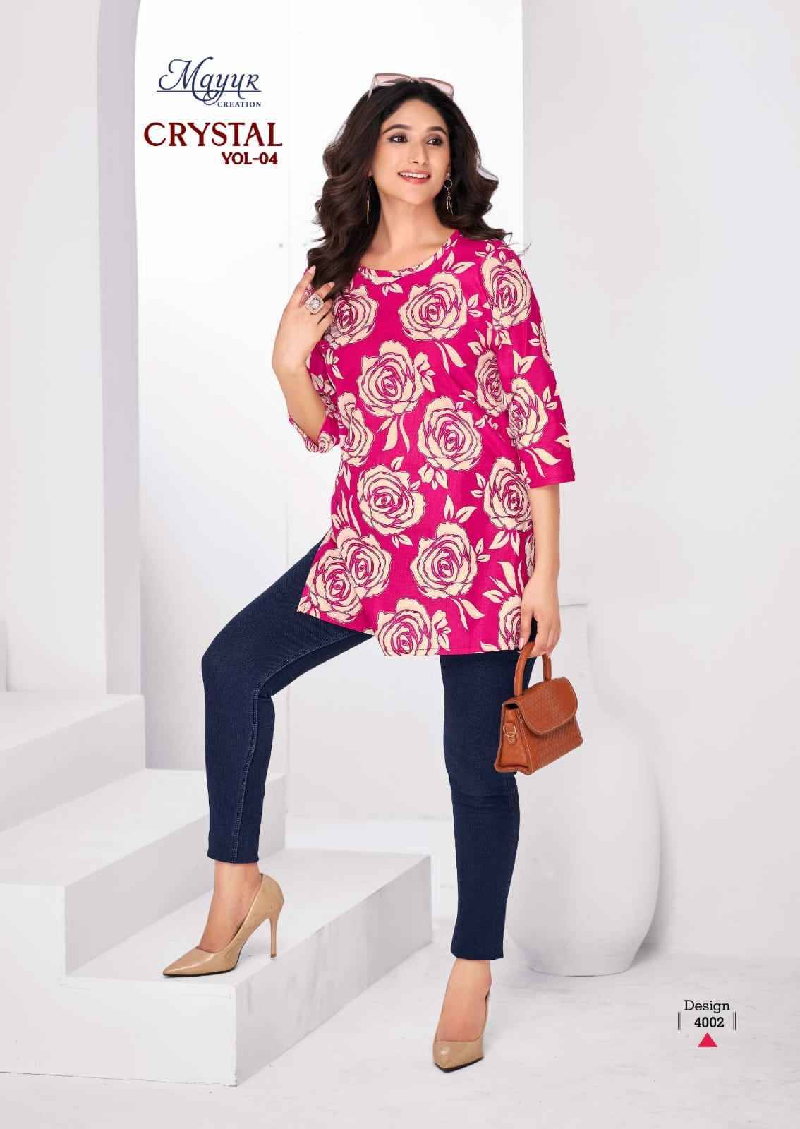 Crystal Vol-4 By Mayur Creation 4001 To 4012 Series Designer Stylish Fancy Colorful Beautiful Party Wear & Ethnic Wear Collection Cotton Tops At Wholesale Price