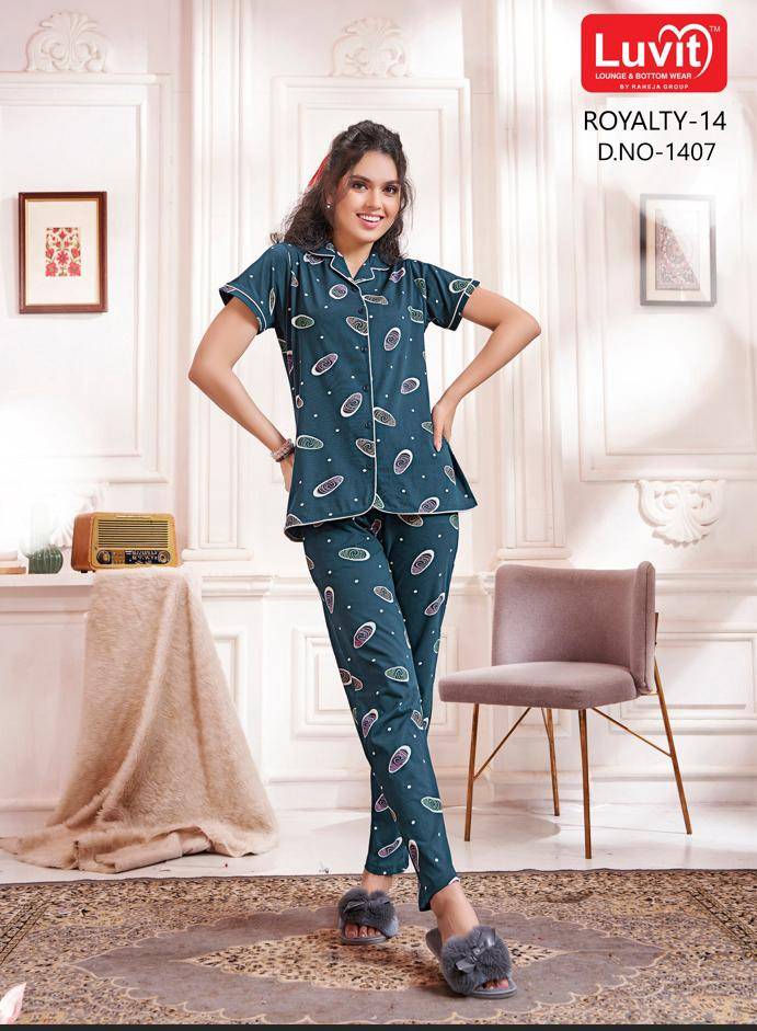 Royalty Vol-14 By Luvit 1401 To 1408 Series Beautiful Stylish Fancy Colorful Casual Wear & Ethnic Wear Sinker Night Suits At Wholesale Price