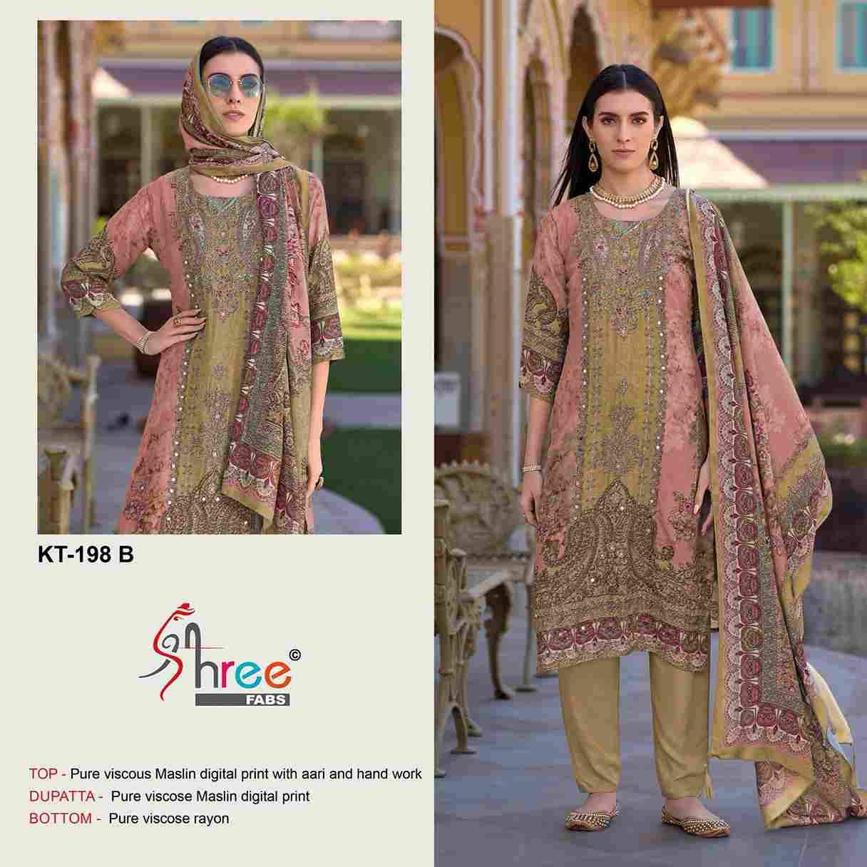 Shree Fabs Hit Design KT-198 Colours By Shree Fabs KT-198-A To KT-198-D Series Designer Pakistani Suits Beautiful Fancy Stylish Colorful Party Wear & Occasional Wear Pure Viscose Muslin Embroidery Dresses At Wholesale Price