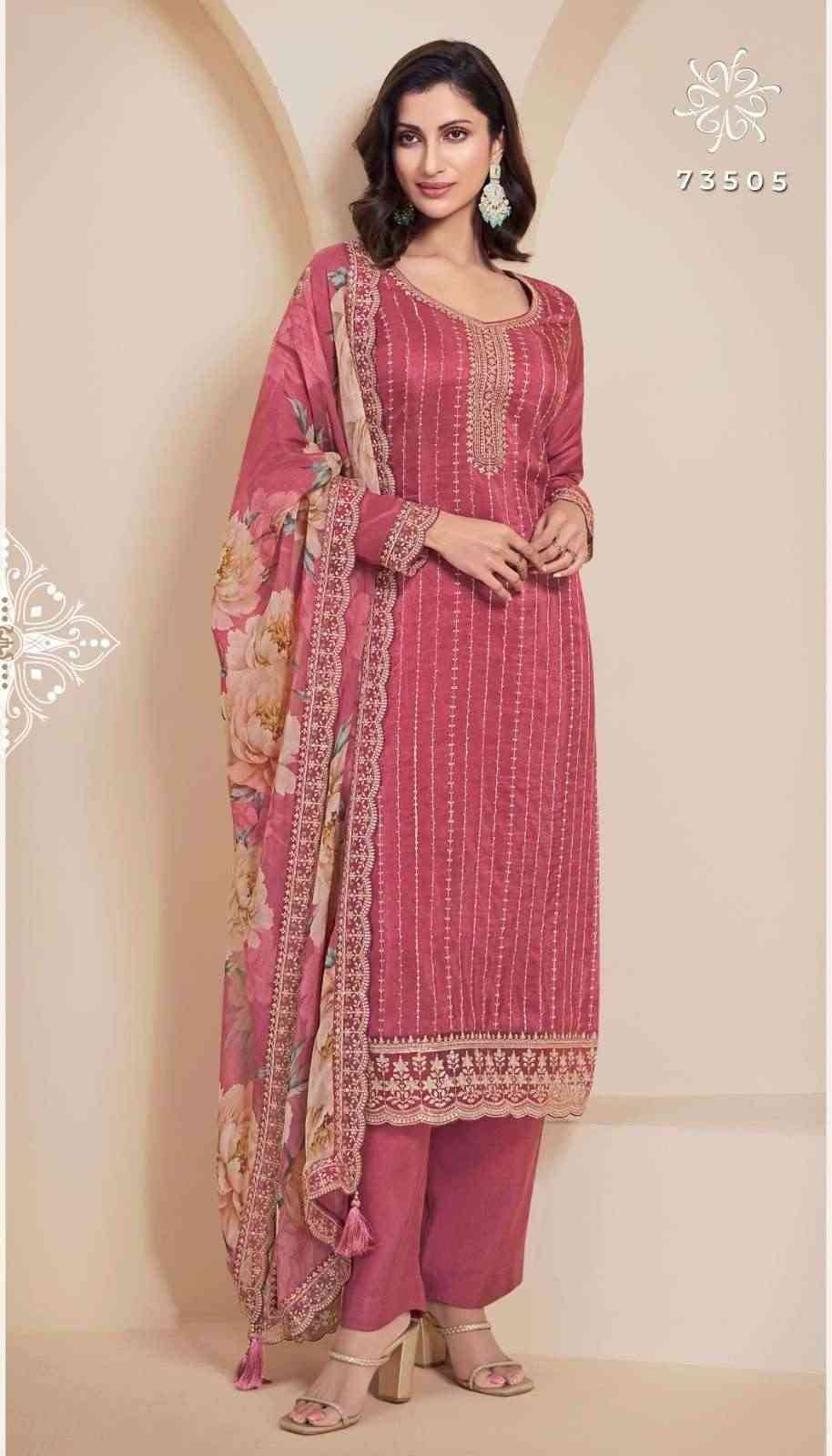 Dia By Vinay Fashion 73501 To 73505 Series Designer Festive Suits Collection Beautiful Stylish Fancy Colorful Party Wear & Occasional Wear Silk Embroidered Dresses At Wholesale Price