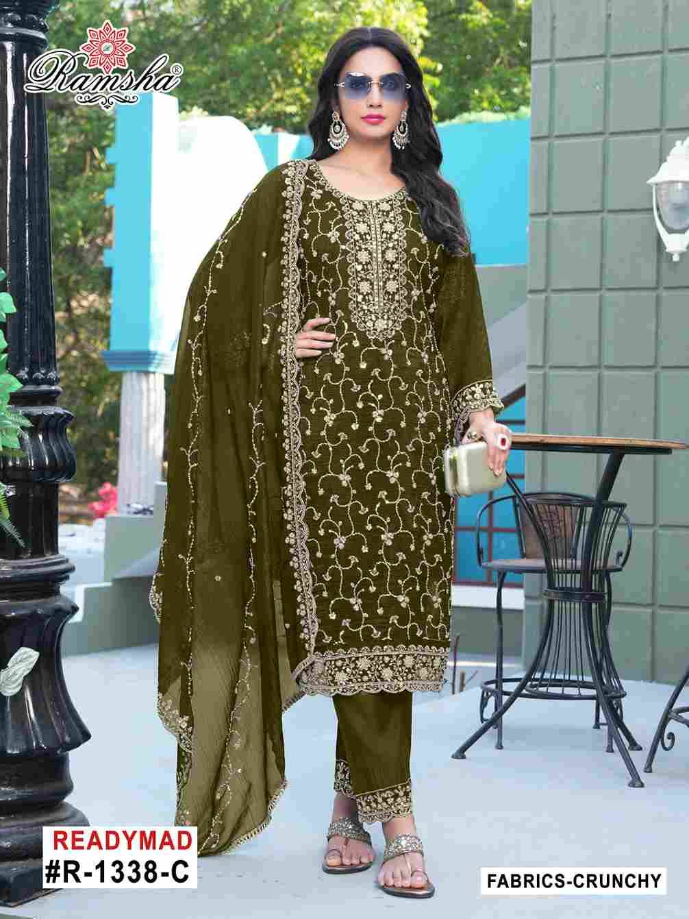 Ramsha 1338 Colours By Ramsha 1338-A To 1338-D Series Beautiful Pakistani Suits Colorful Stylish Fancy Casual Wear & Ethnic Wear Cruchy Dresses At Wholesale Price