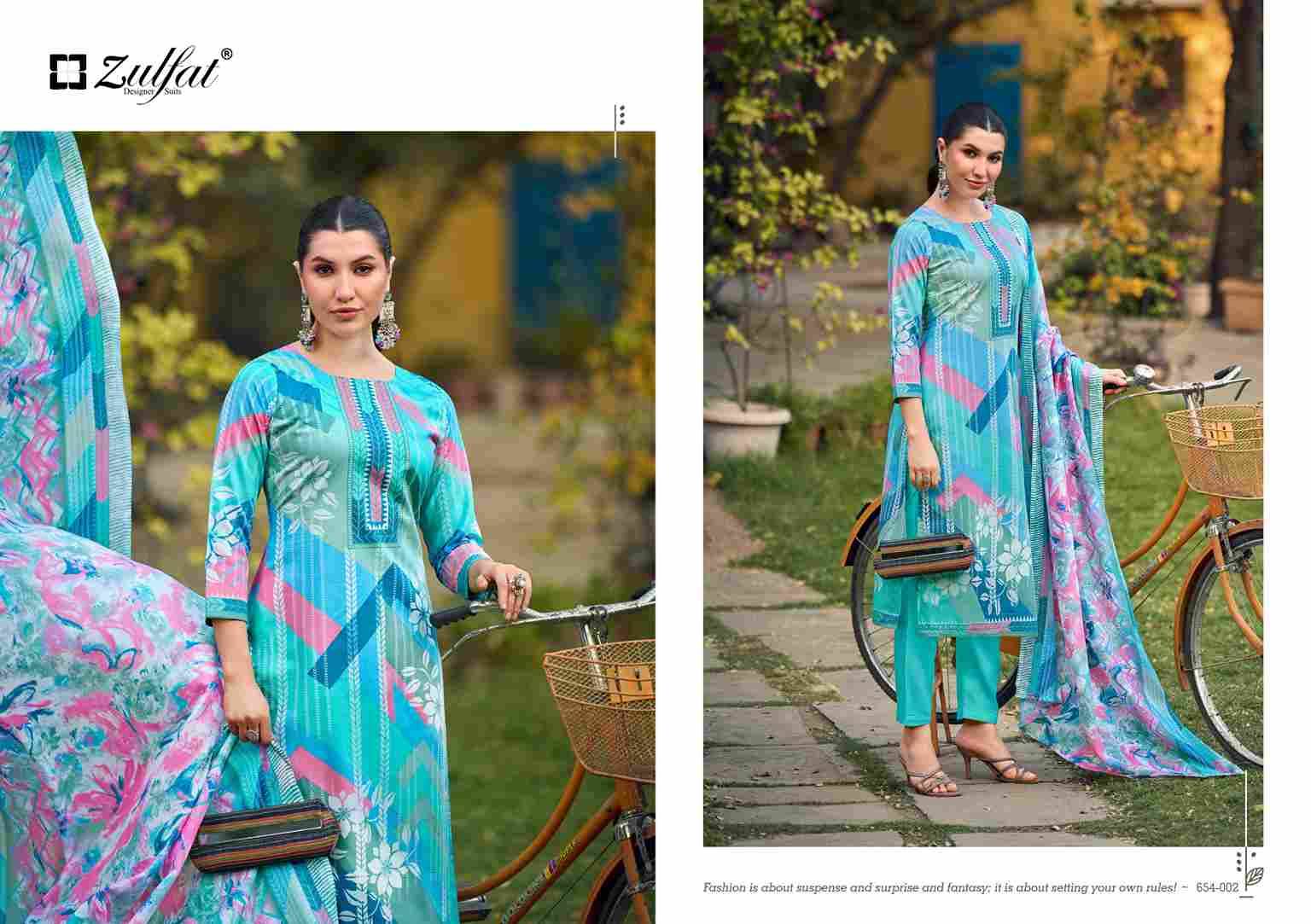 Farhana Vol-10 By Zulfat 654-001 To 654-008 Series Beautiful Festive Suits Stylish Fancy Colorful Casual Wear & Ethnic Wear Pure Cotton Print Dresses At Wholesale Price