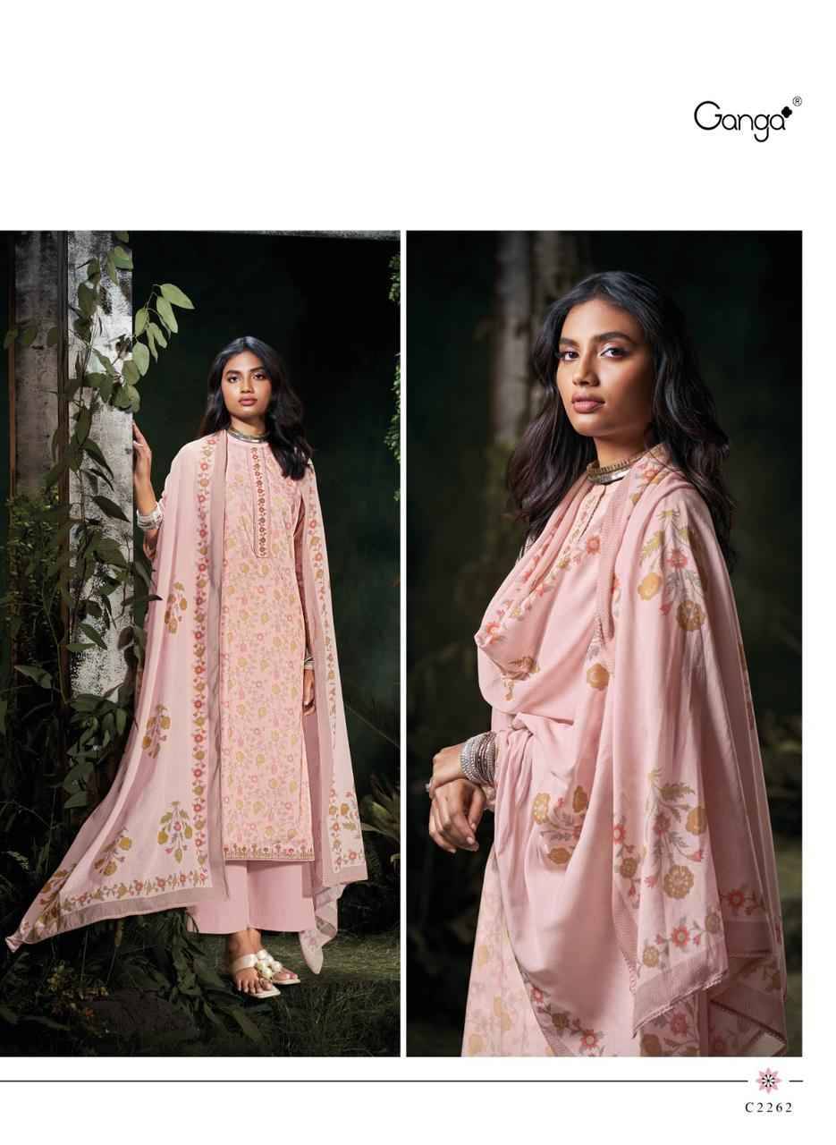 Nisrine By Ganga Fashion 2261 To 2266 Series Beautiful Festive Suits Colorful Stylish Fancy Casual Wear & Ethnic Wear Pure Cotton Dresses At Wholesale Price