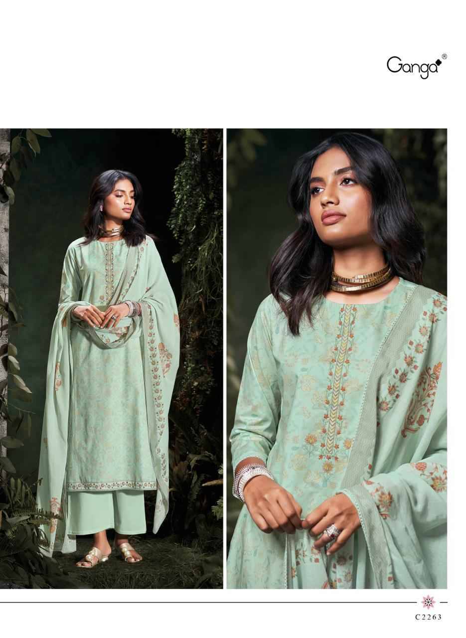 Nisrine By Ganga Fashion 2261 To 2266 Series Beautiful Festive Suits Colorful Stylish Fancy Casual Wear & Ethnic Wear Pure Cotton Dresses At Wholesale Price