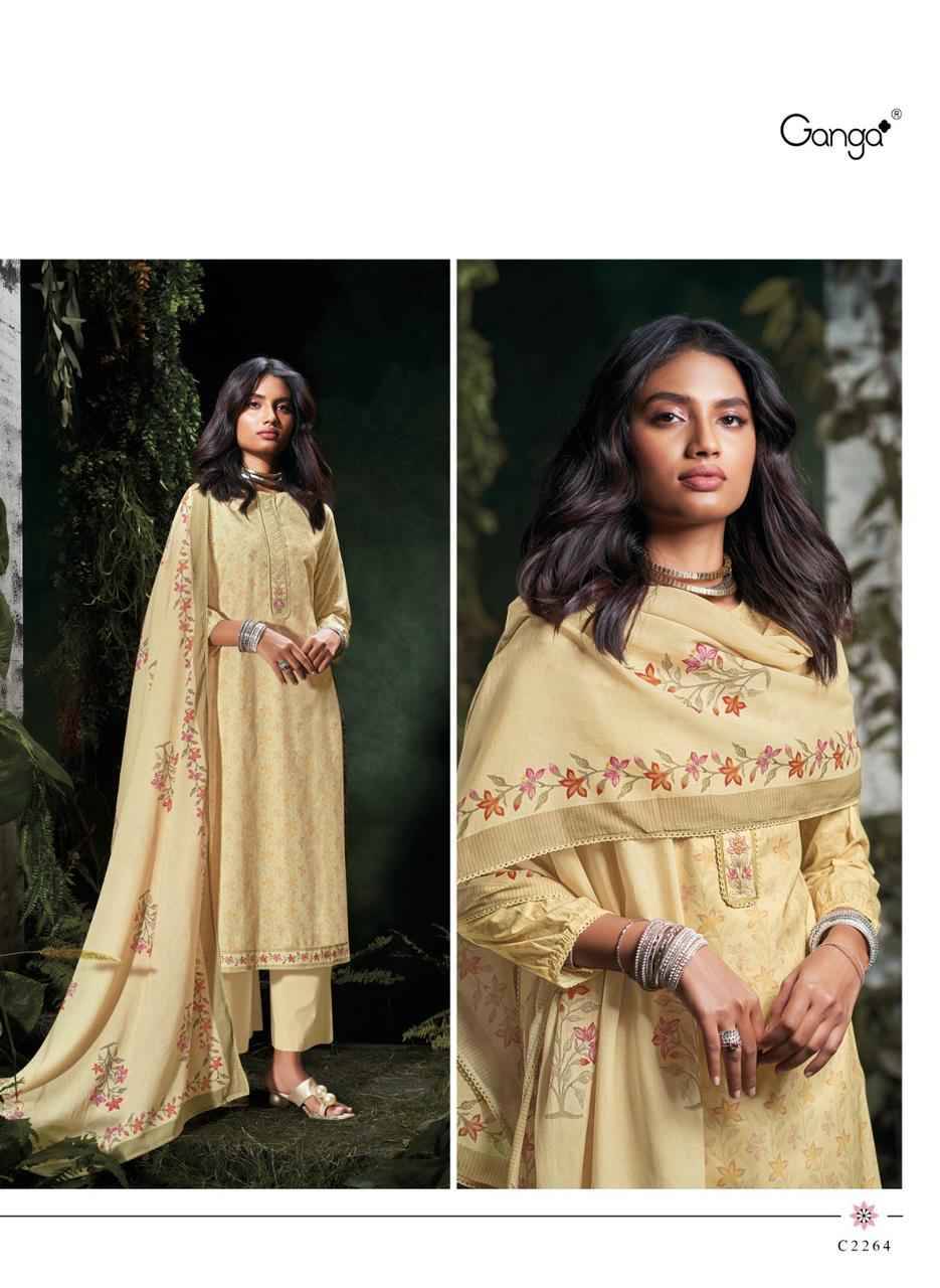 Nisrine By Ganga Fashion 2261 To 2266 Series Beautiful Festive Suits Colorful Stylish Fancy Casual Wear & Ethnic Wear Pure Cotton Dresses At Wholesale Price