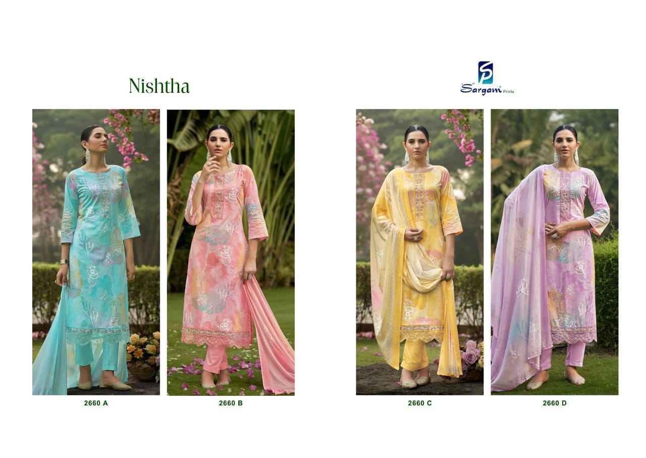 Nishtha By Sargam Prints 2660-A To 2660-D Series Beautiful Festive Suits Colorful Stylish Fancy Casual Wear & Ethnic Wear Pure Lawn Cotton Dresses At Wholesale Price