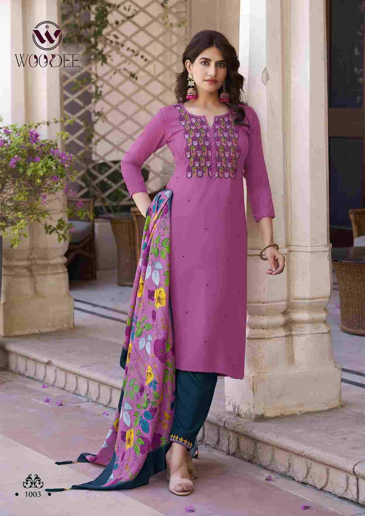 Siyoni By Woodee 1001 To 1006 Series Beautiful Stylish Festive Suits Fancy Colorful Casual Wear & Ethnic Wear & Ready To Wear Rayon Dresses At Wholesale Price